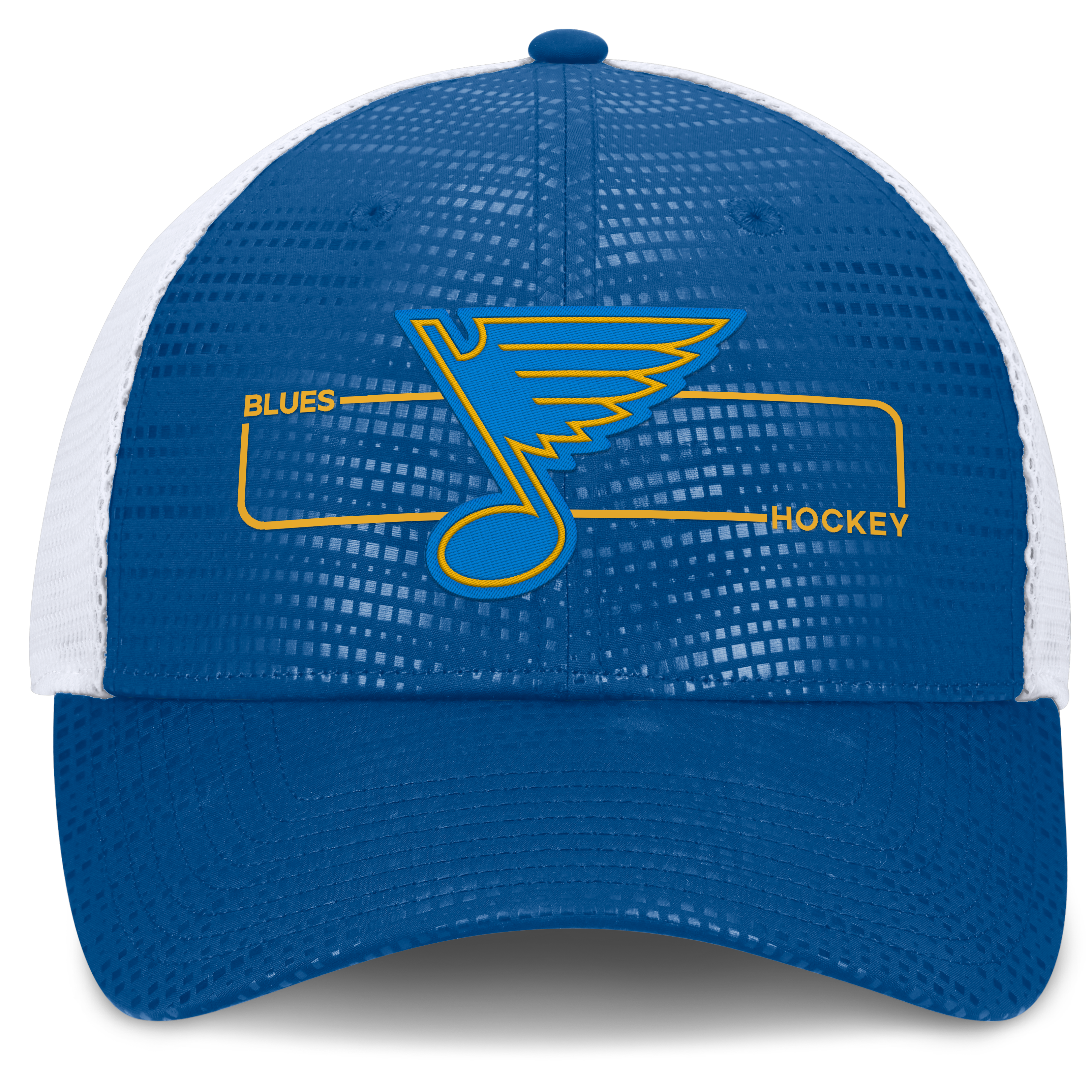 Casquette trucker authentique St. Louis Blues bleue pour homme, logo Pro Rink encadré Fanatics