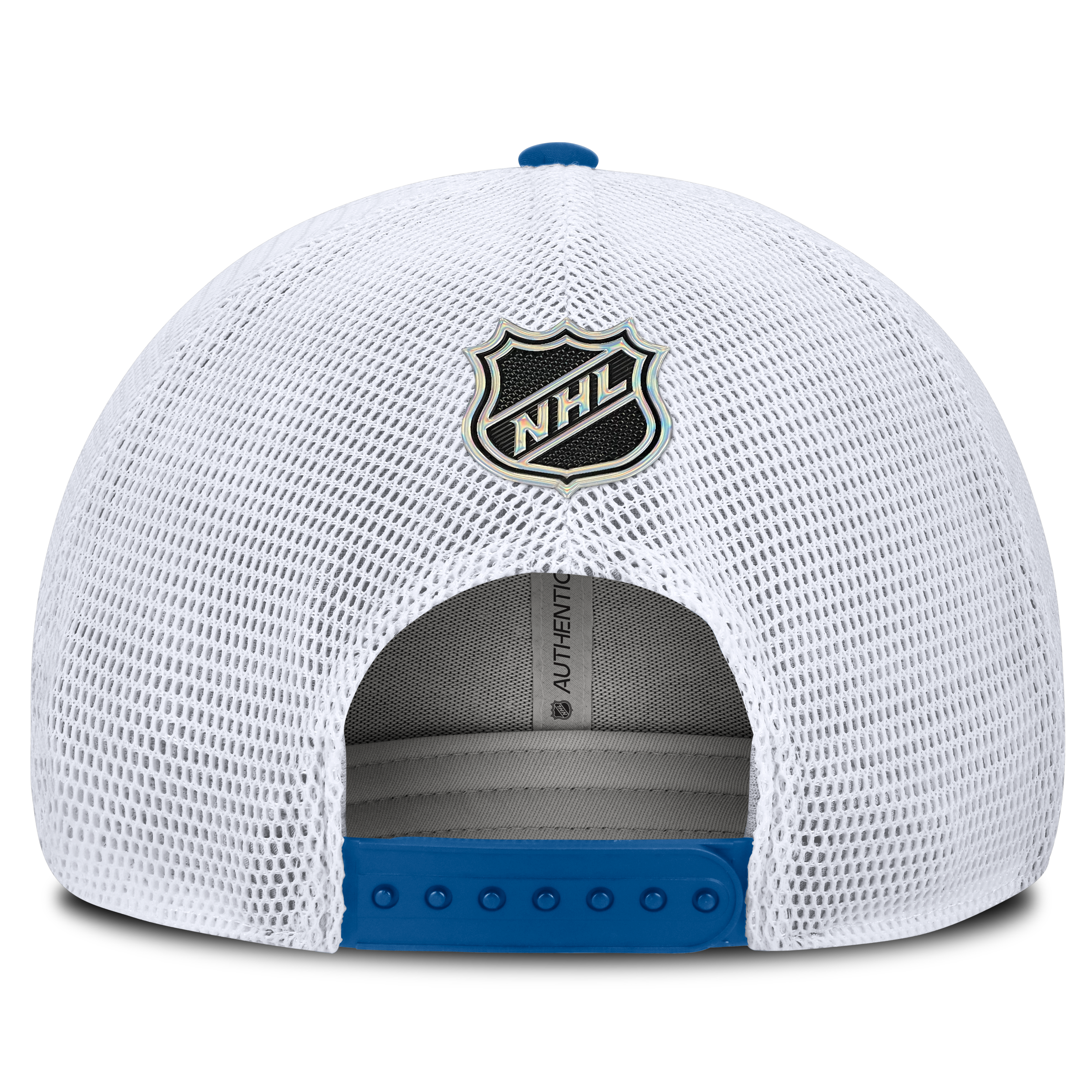 Casquette trucker authentique St. Louis Blues bleue pour homme, logo Pro Rink encadré Fanatics