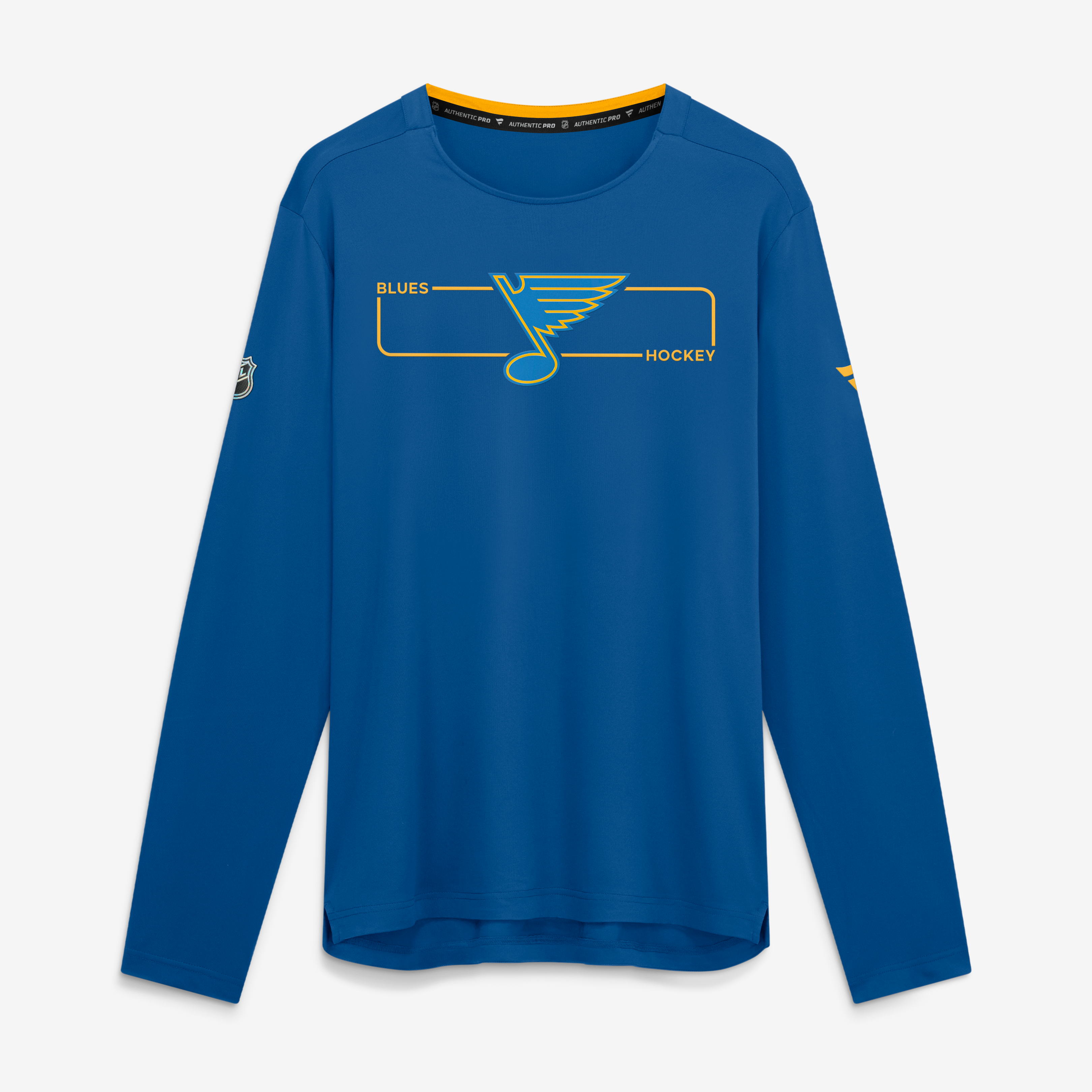T-shirt à manches longues authentique Pro Rink Tech des Blues de Saint-Louis, bleu Fanatics, pour homme