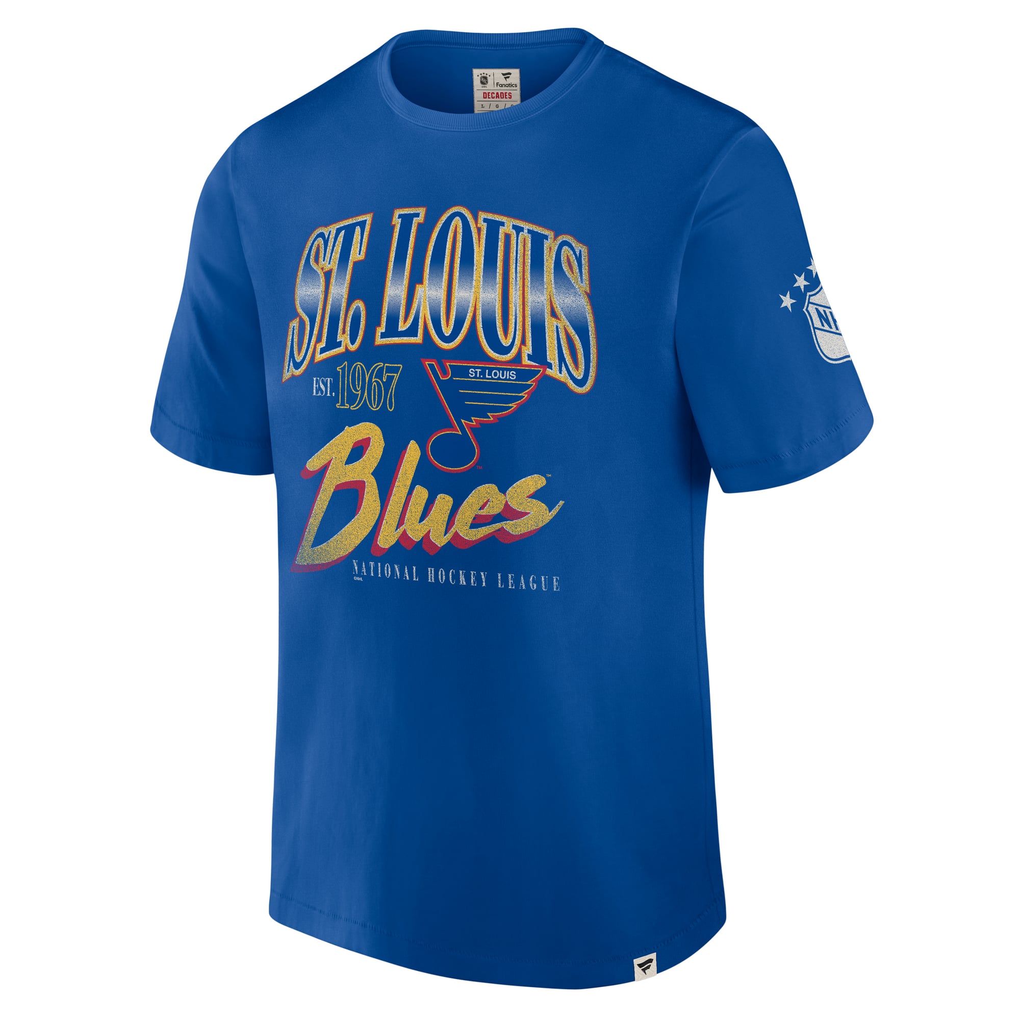 T-shirt pour homme Fanatics Blue St. Louis Blues Collection Décennies, conçu durer