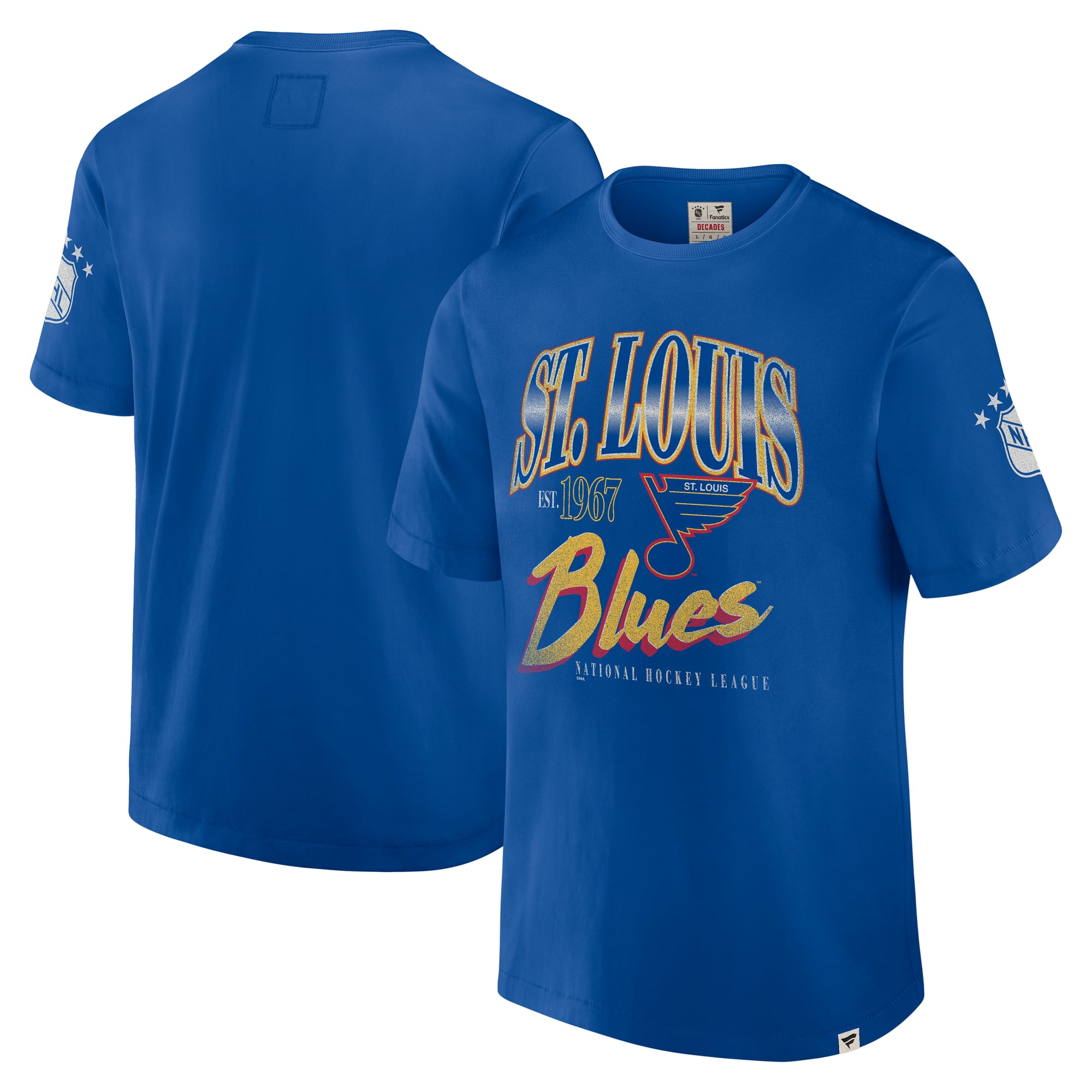 T-shirt pour homme Fanatics Blue St. Louis Blues Collection Décennies, conçu durer