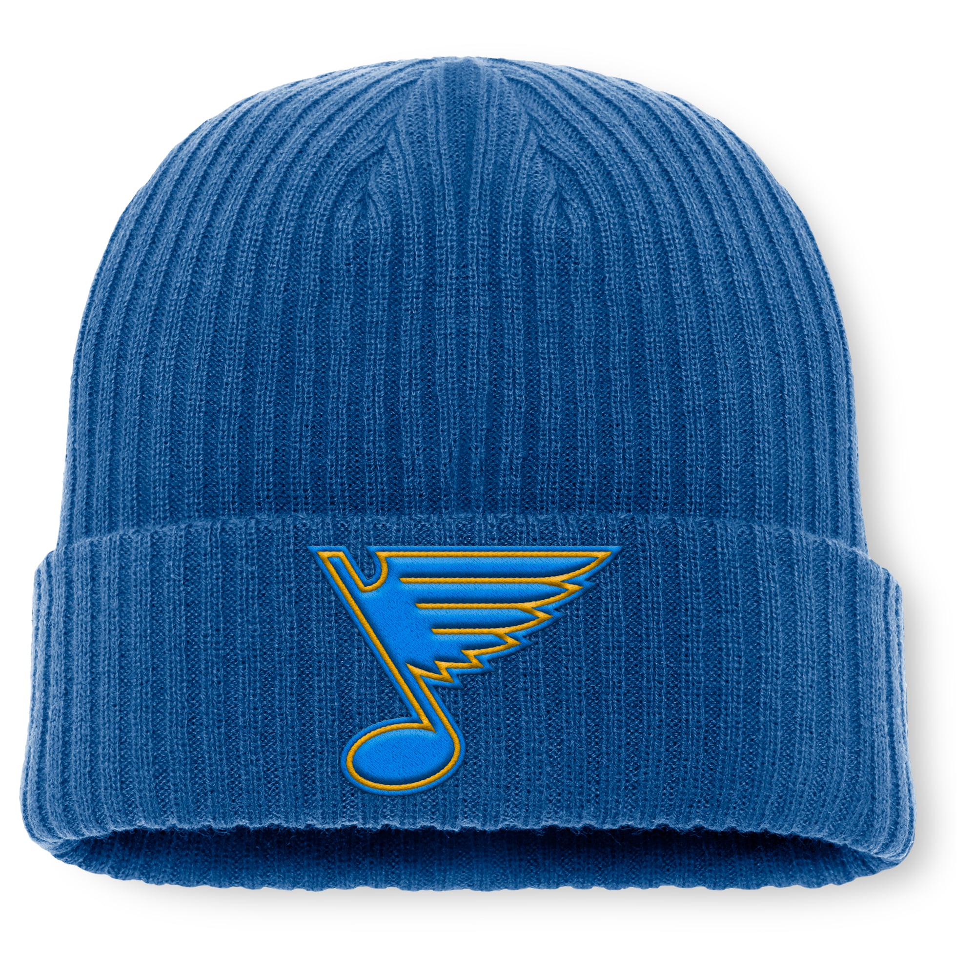 Bonnet en tricot à revers Fanatics Blue St. Louis Blues pour homme avec logo principal