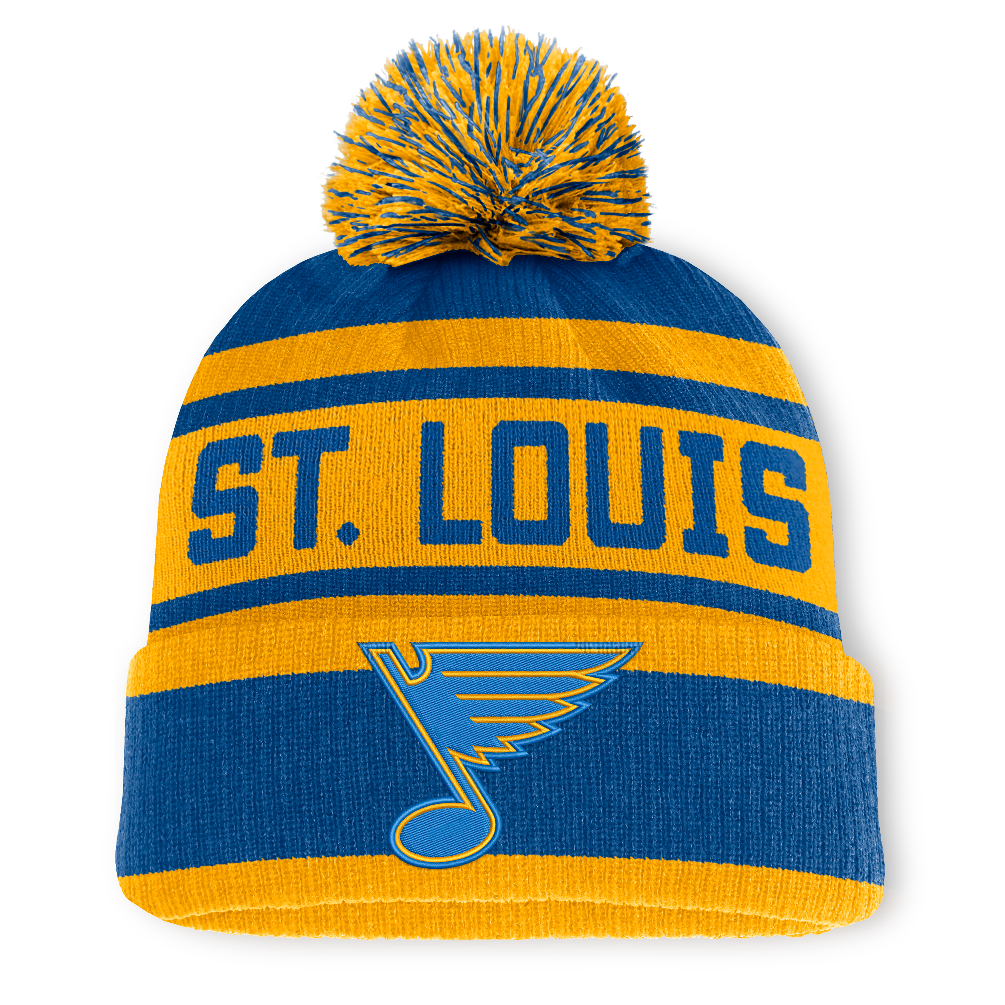 Bonnet à revers pour homme Fanatics bleu et or St. Louis Blues Fundamental avec pompon