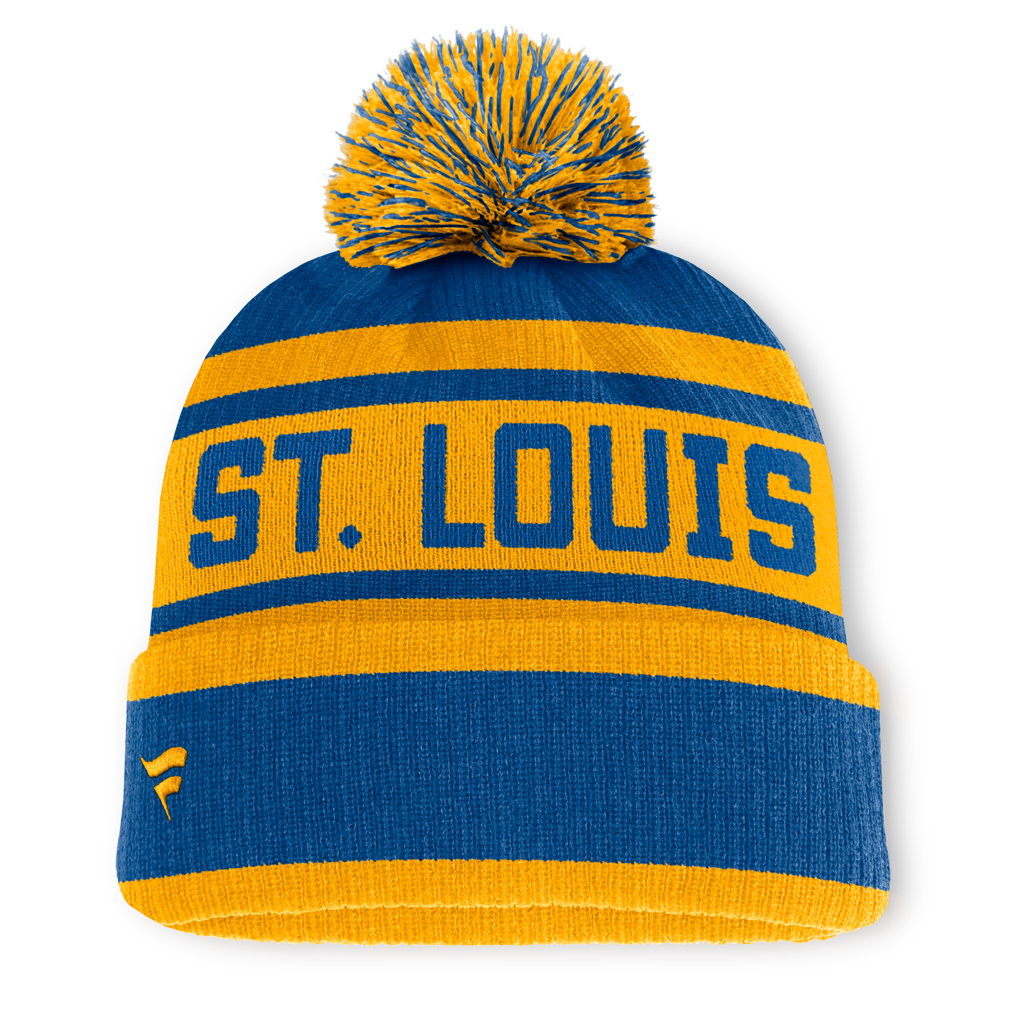 Bonnet à revers pour homme Fanatics bleu et or St. Louis Blues Fundamental avec pompon