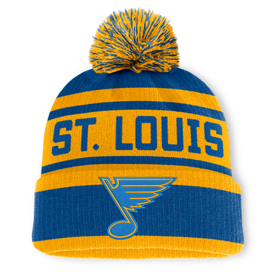 St. Louis Blues Fanatics Fundamental Cuffed Knit Hat with Pom - Blue/Gold