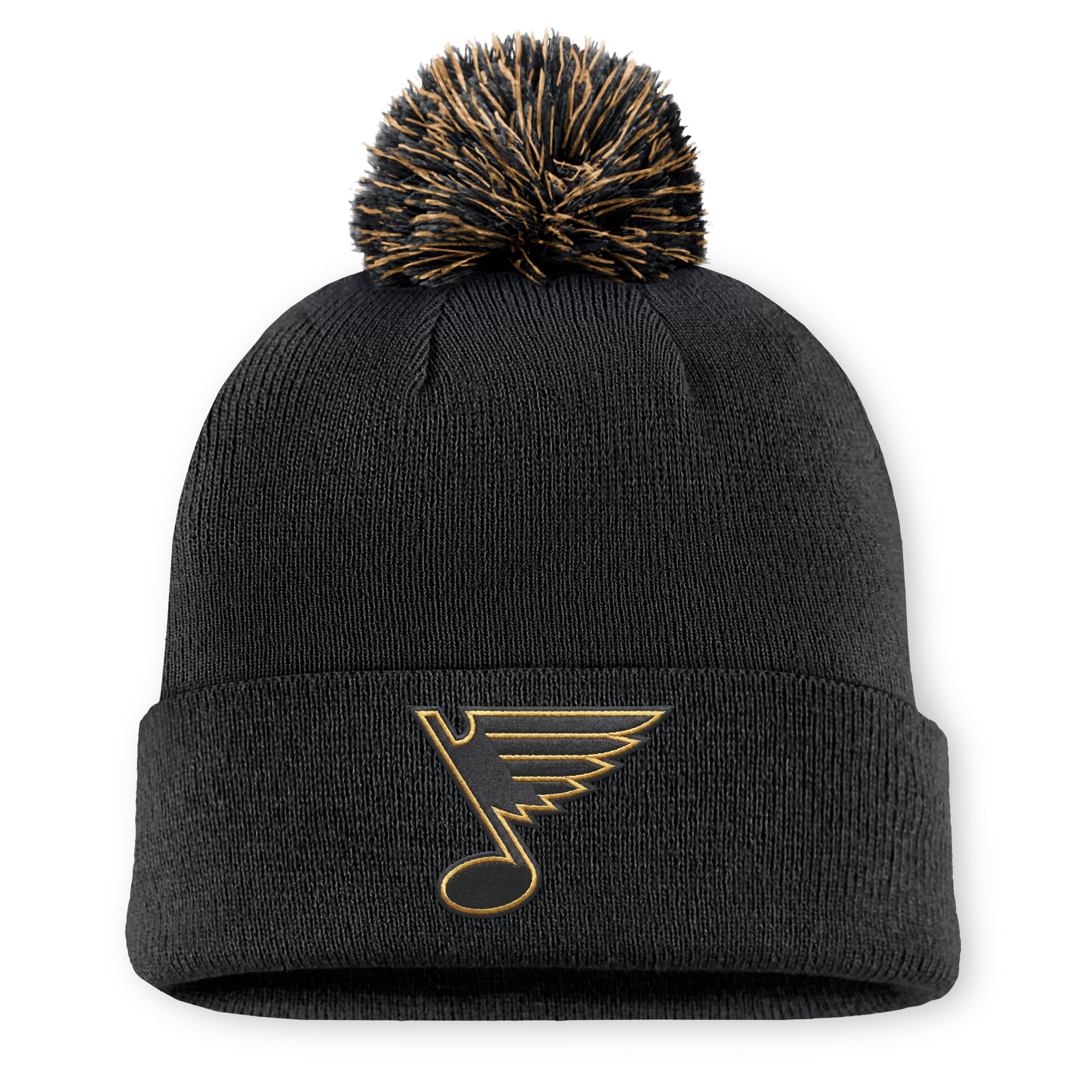 Bonnet tricoté authentique Fanatics St. Louis Blues, couleur anthracite, avec pompon, en hommage aux militaires.