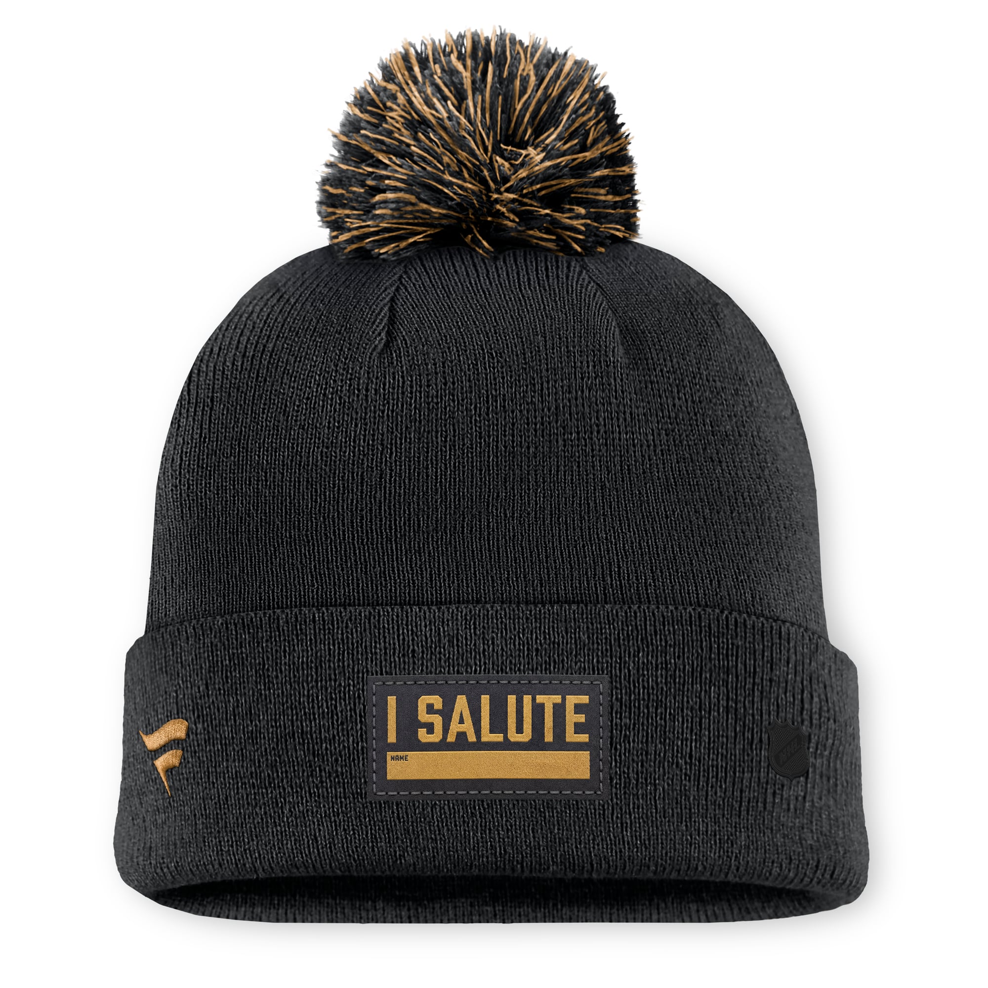 Bonnet tricoté authentique Fanatics St. Louis Blues, couleur anthracite, avec pompon, en hommage aux militaires.