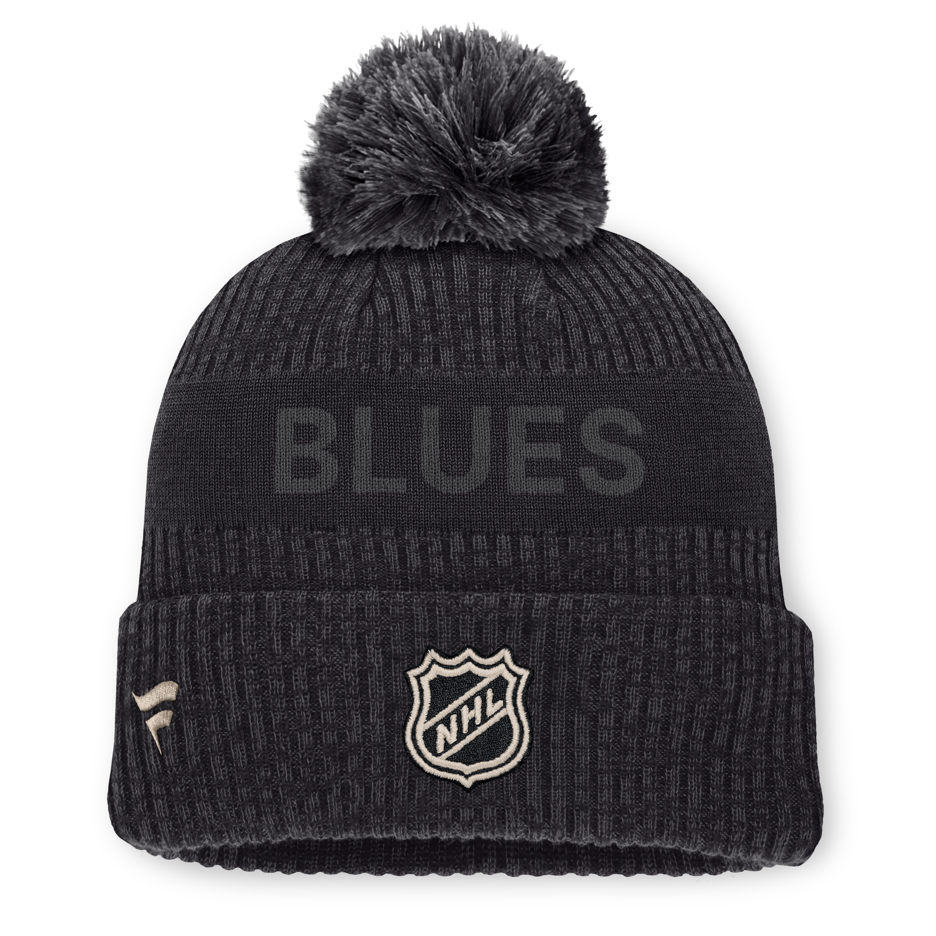 Men's Fanatics Charcoal St. Louis Blues Road Phantom Cuffed Knit Hat with Pom