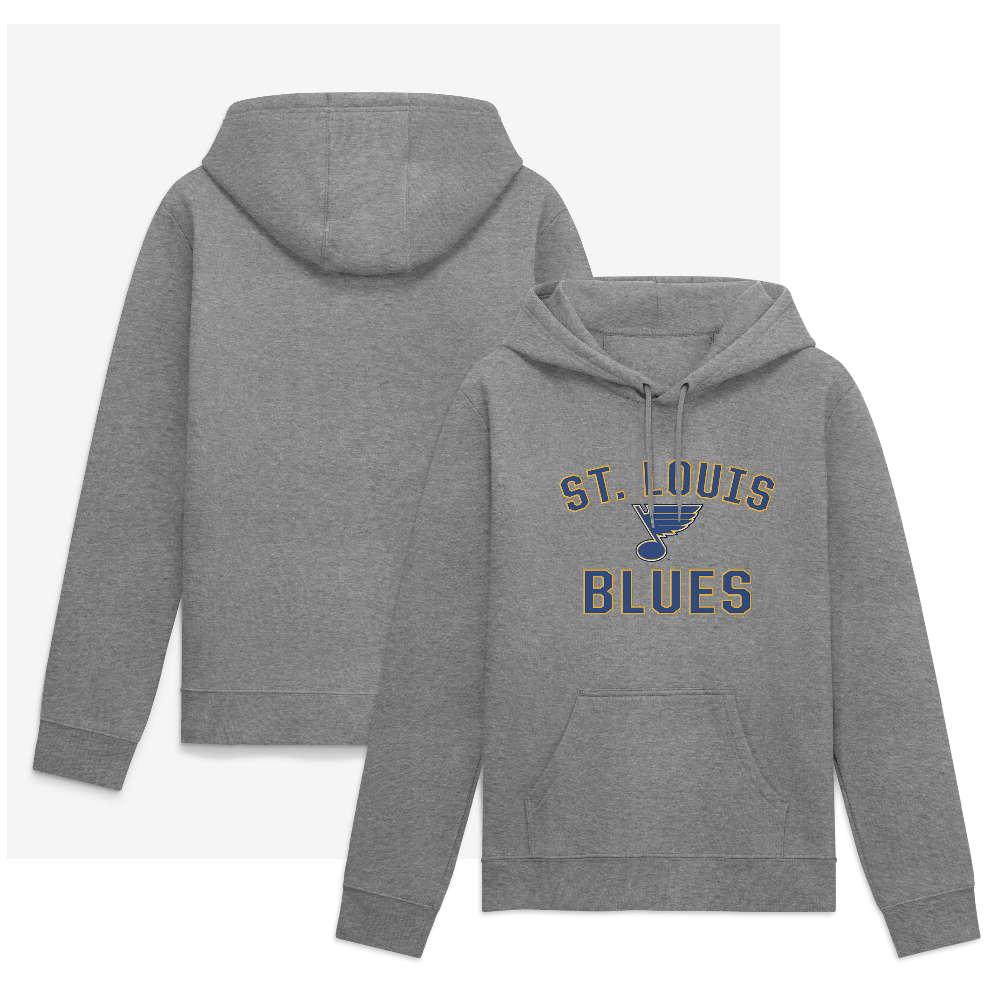 Sweat à capuche Fanatics gris chiné pour homme, motif arc de victoire des Blues Saint-Louis