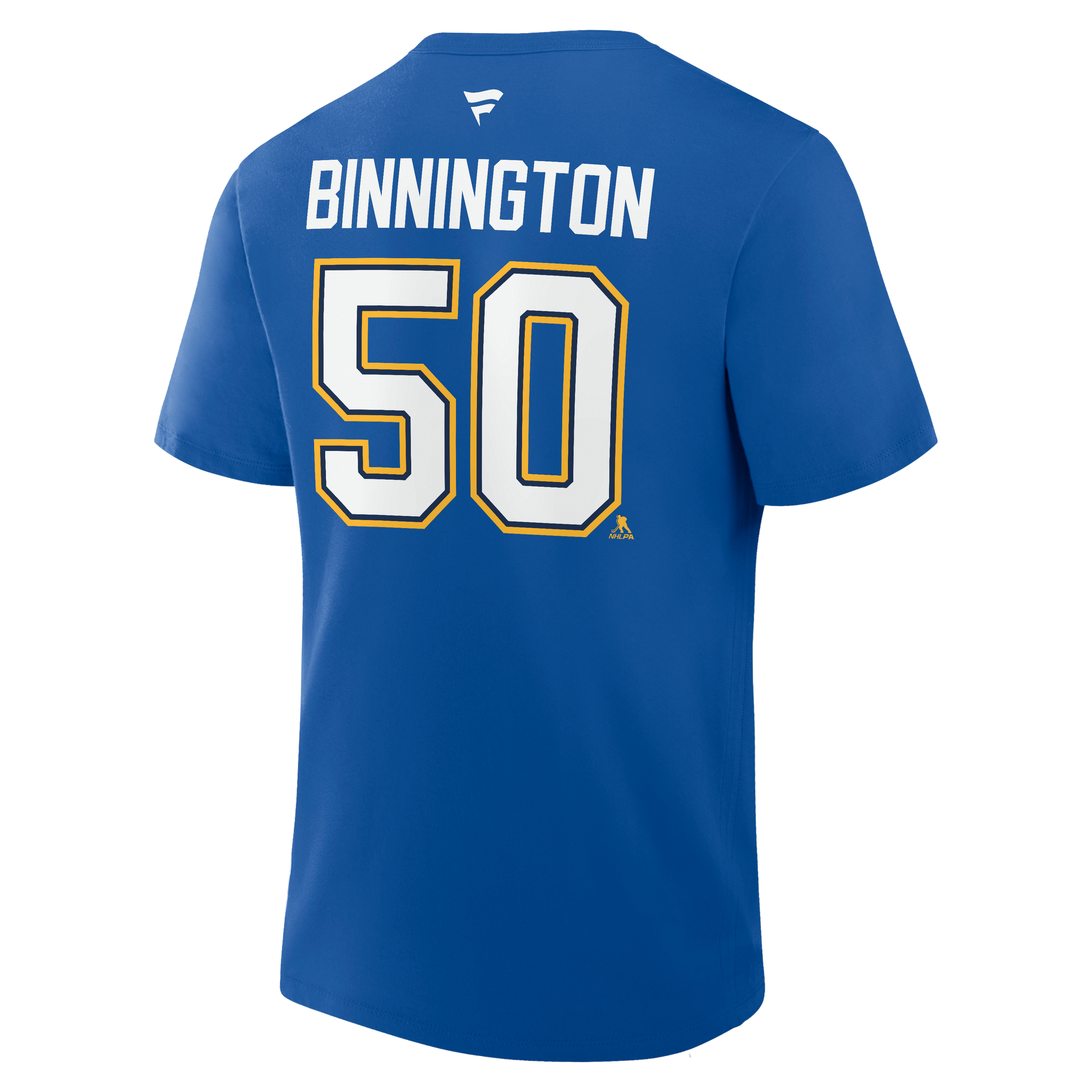 T-shirt authentique alternatif Fanatics Jordan Binnington bleu St. Louis Blues avec nom et numéro superposés
