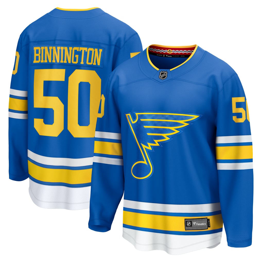 Men's St. Louis Blues Jordan Binnington Fanatics Blue Home Breakaway Player Jersey
