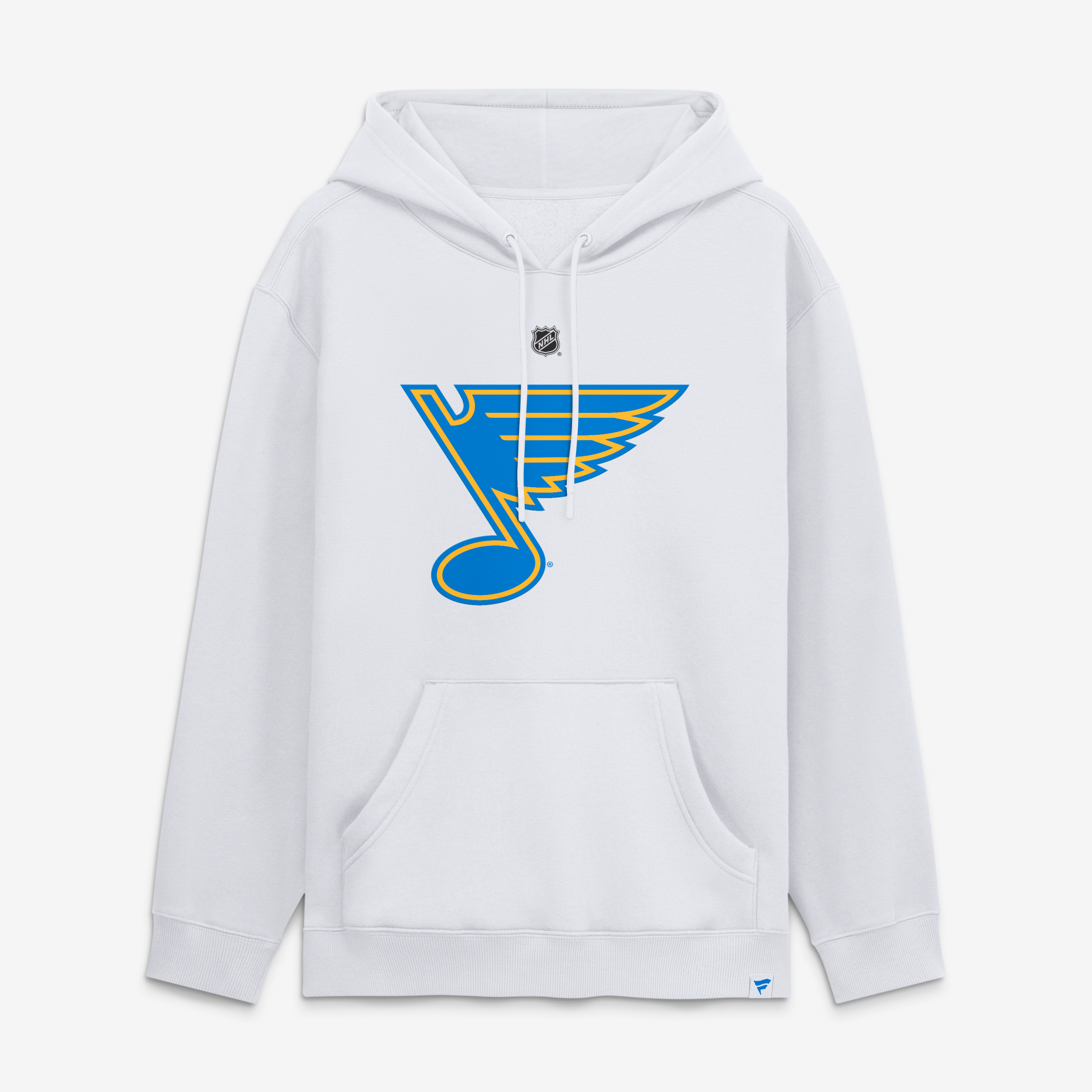 Sweat à capuche authentique Fanatics Mason McTavish blanc St. Louis Blues avec nom et numéro.
