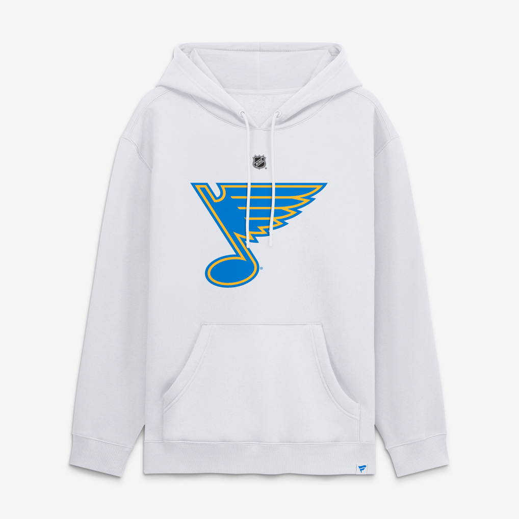 Men's St. Louis Blues Mason McTavish Fanatics White Authentic Stack Name & Number Hoodie
