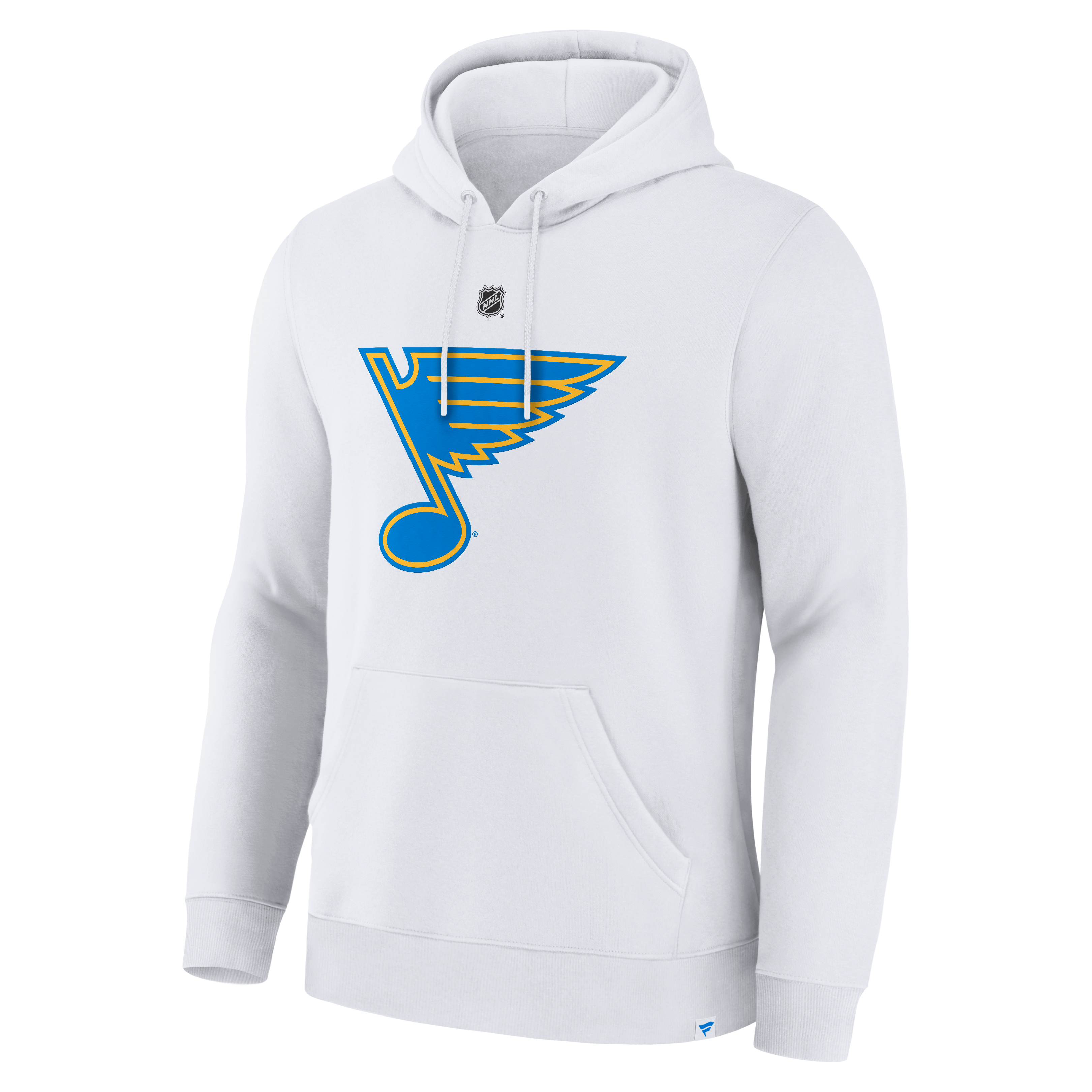 Sweat à capuche authentique Fanatics Mason McTavish blanc St. Louis Blues avec nom et numéro.