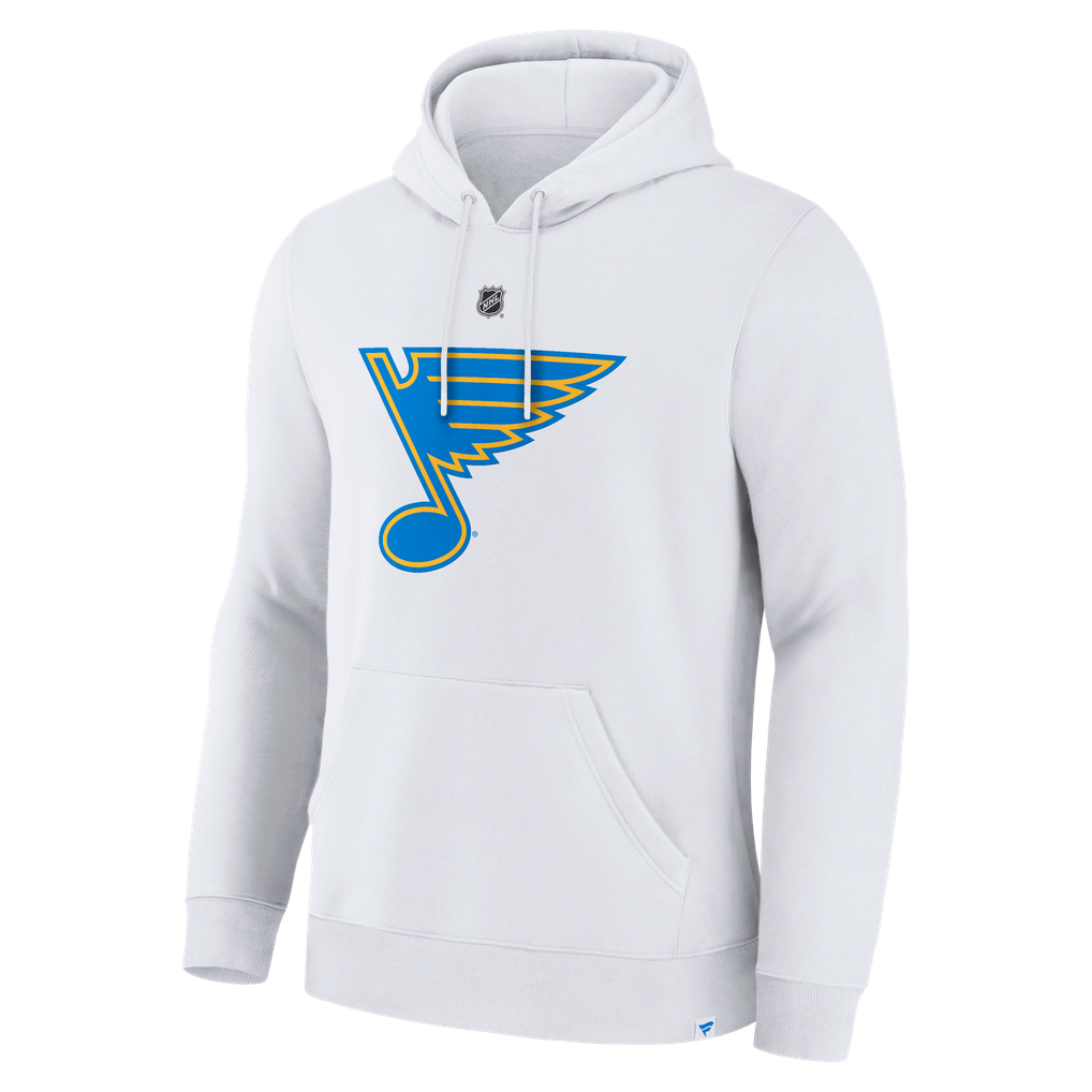 Men's St. Louis Blues Mason McTavish Fanatics White Authentic Stack Name & Number Hoodie