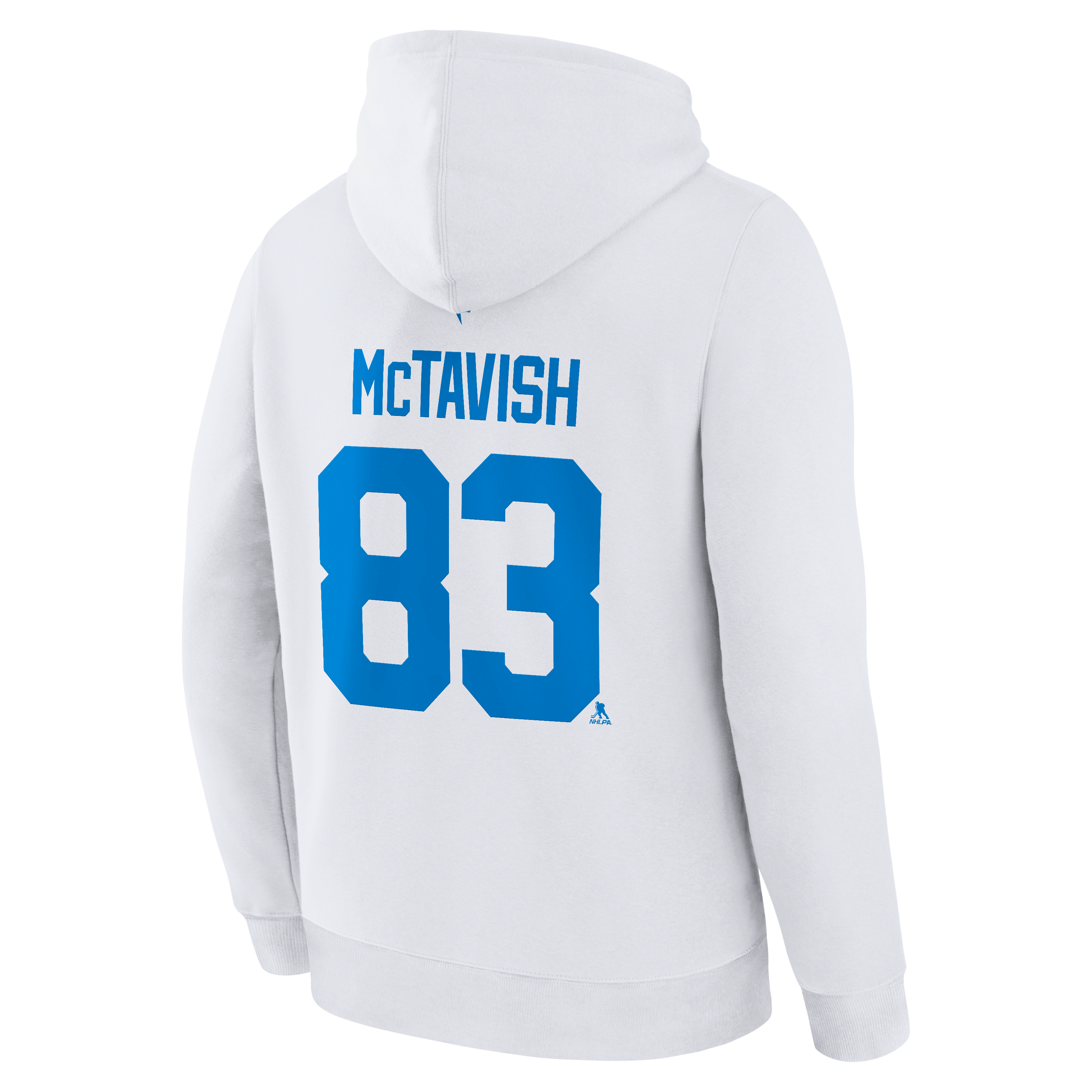 Sweat à capuche authentique Fanatics Mason McTavish blanc St. Louis Blues avec nom et numéro.