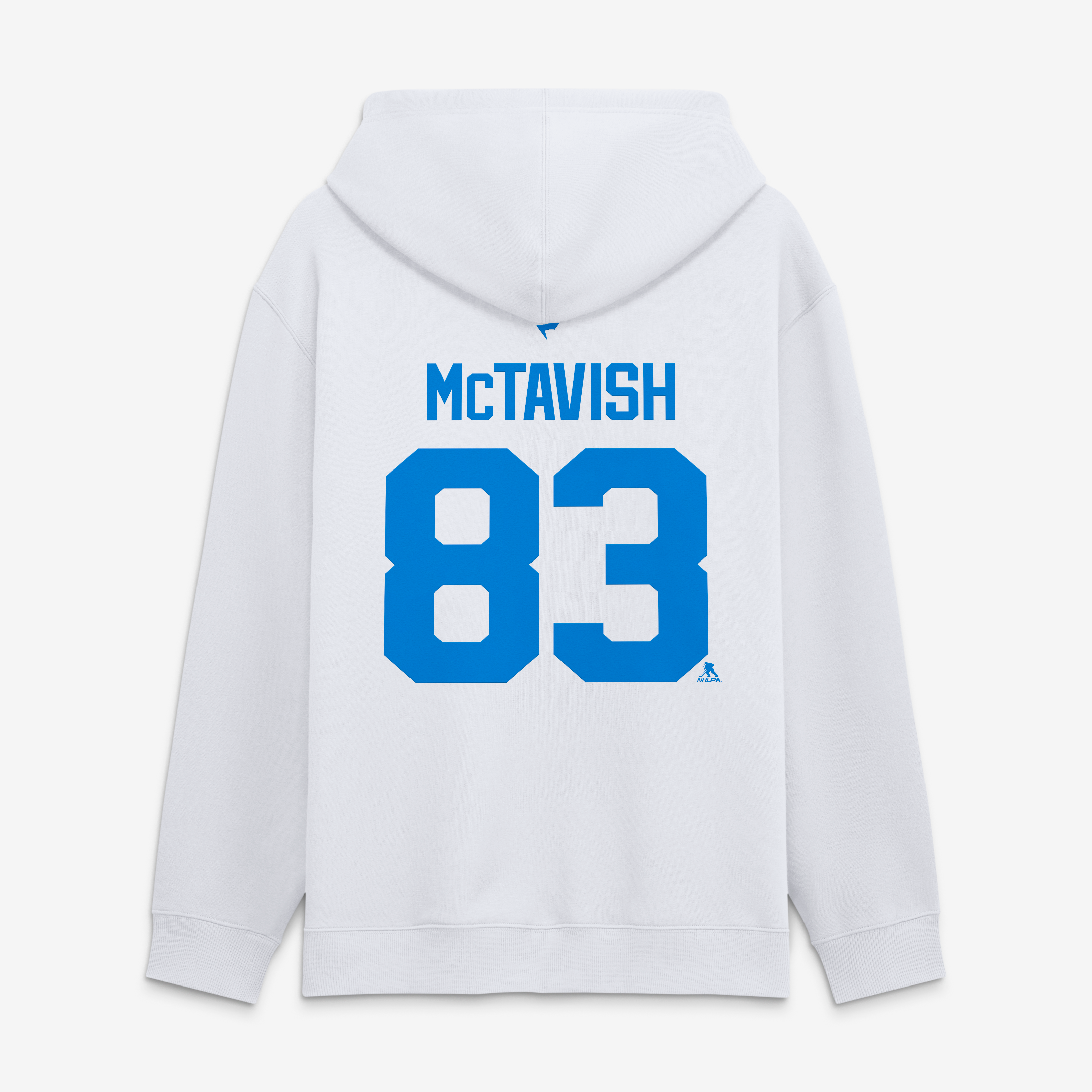 T-shirt à manches longues authentique Fanatics Mason McTavish blanc des Blues de St. Louis, avec nom et numéro superposés