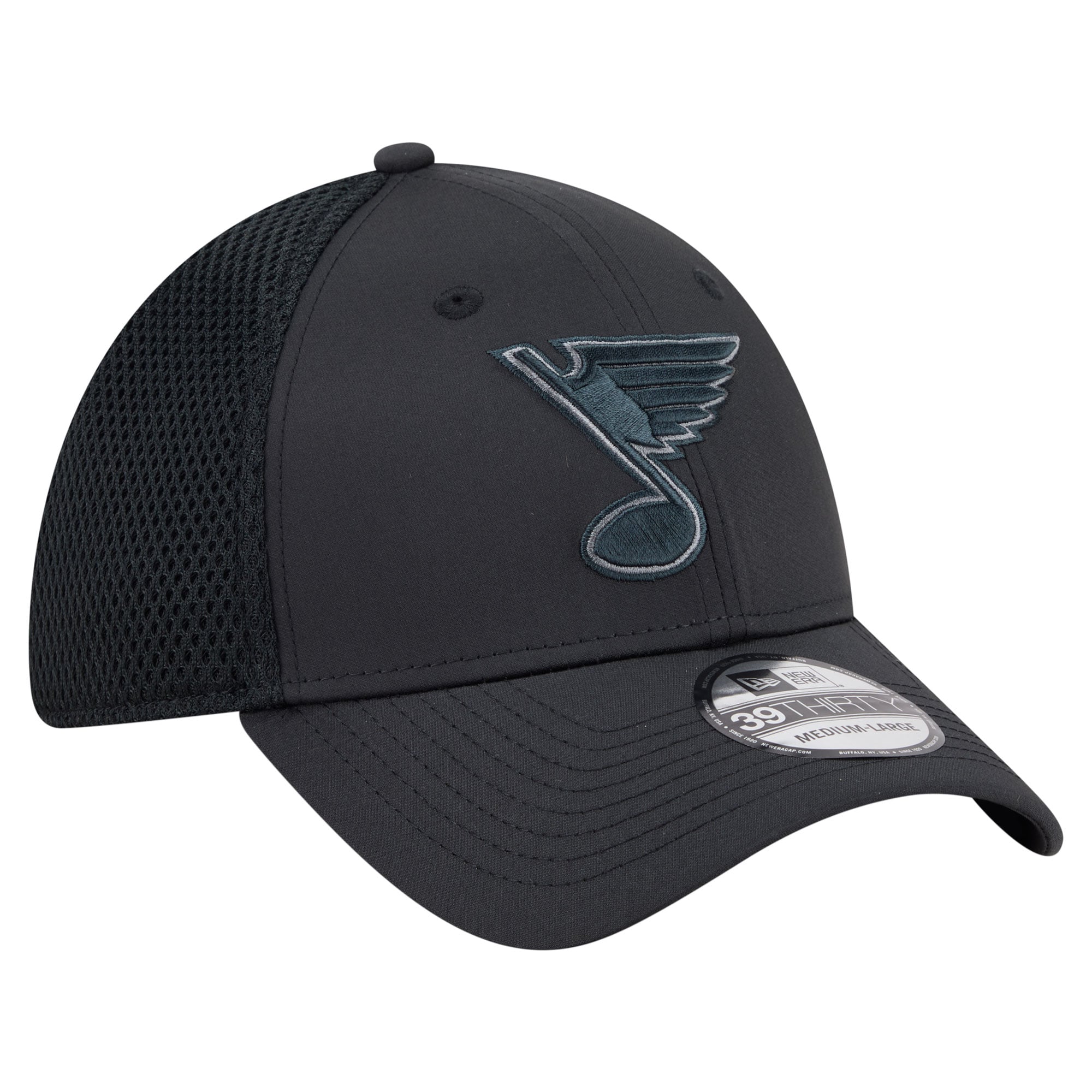 Casquette extensible New Era noire St. Louis Blues Blackout 39THIRTY pour homme