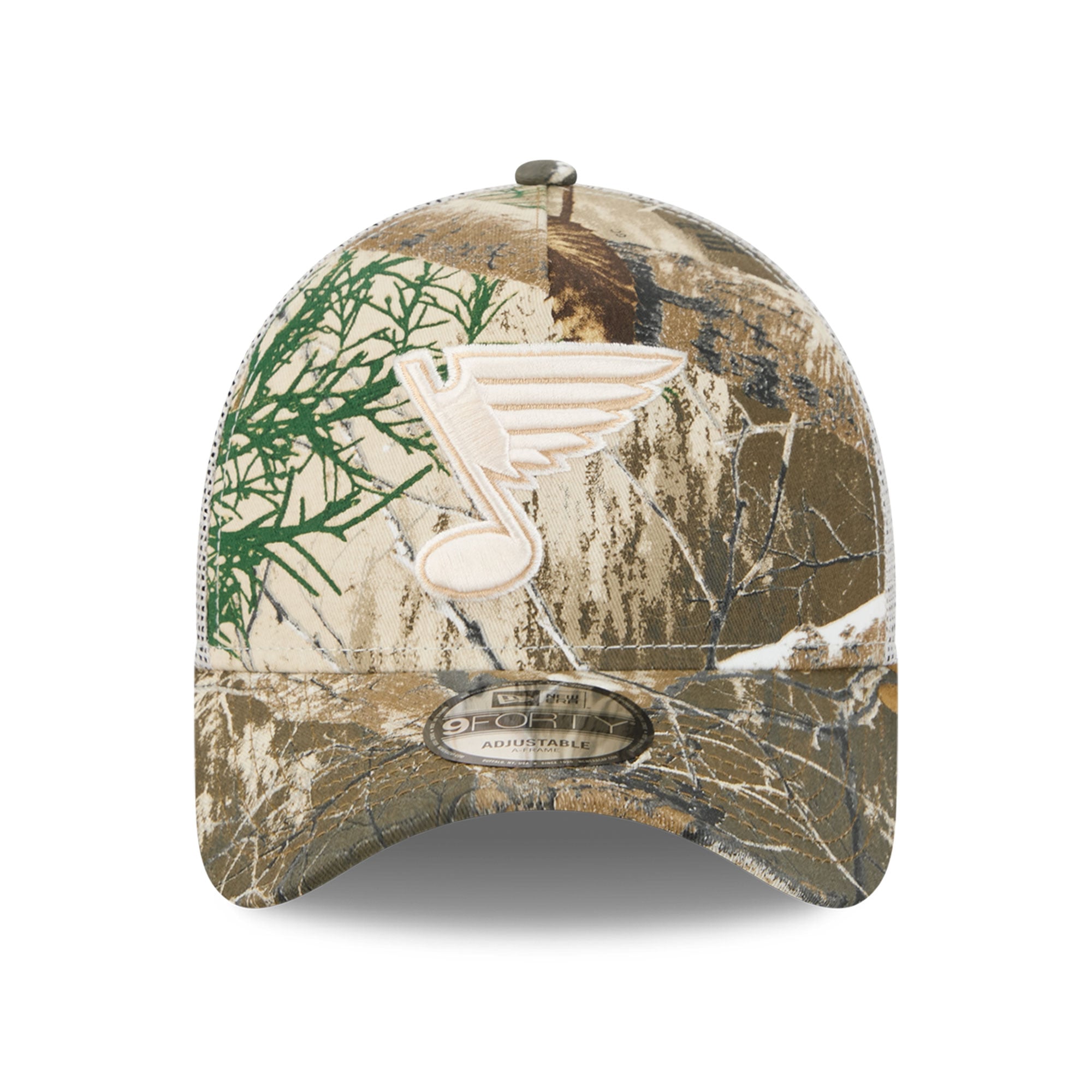Casquette trucker ajustable New Era St. Louis Blues Real Tree A-Frame 9FORTY pour homme