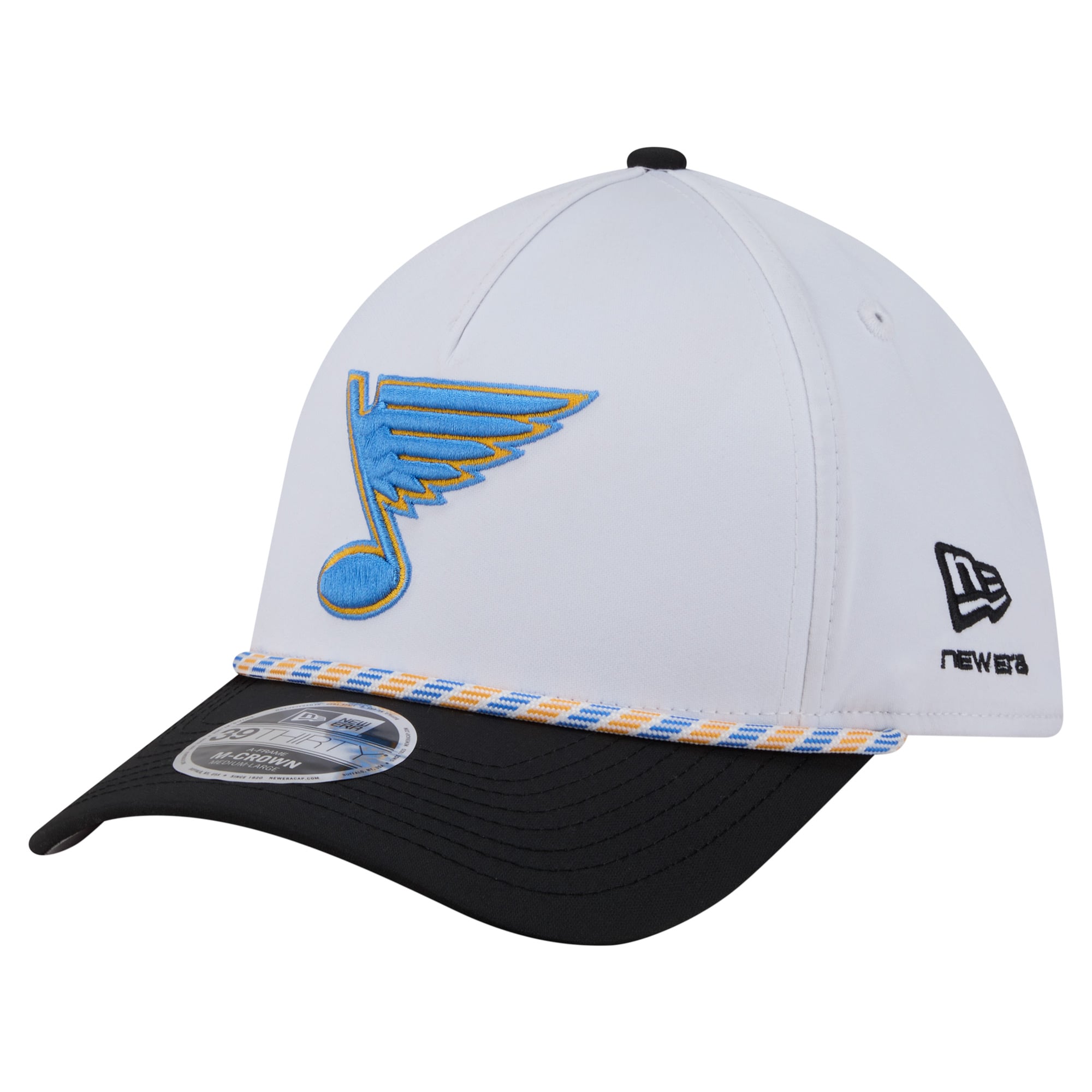 Men's New Era White/Black St. Louis Blues 2-Tone Featherweight 39THIRTY A-Frame M-Crown Flex Hat