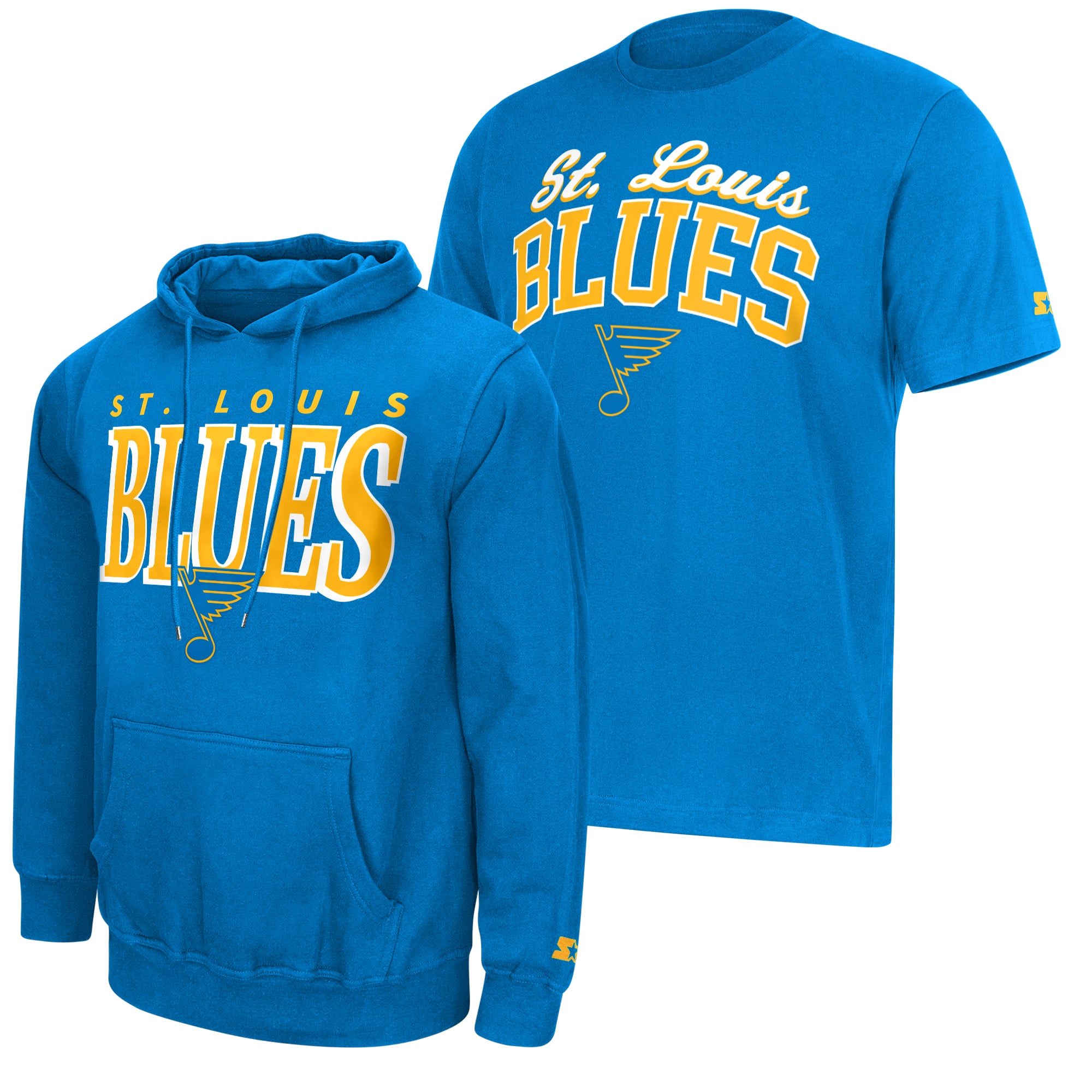 Ensemble sweat à capuche et t-shirt Starter Blue pour homme avec logo des Blues de Saint-Louis
