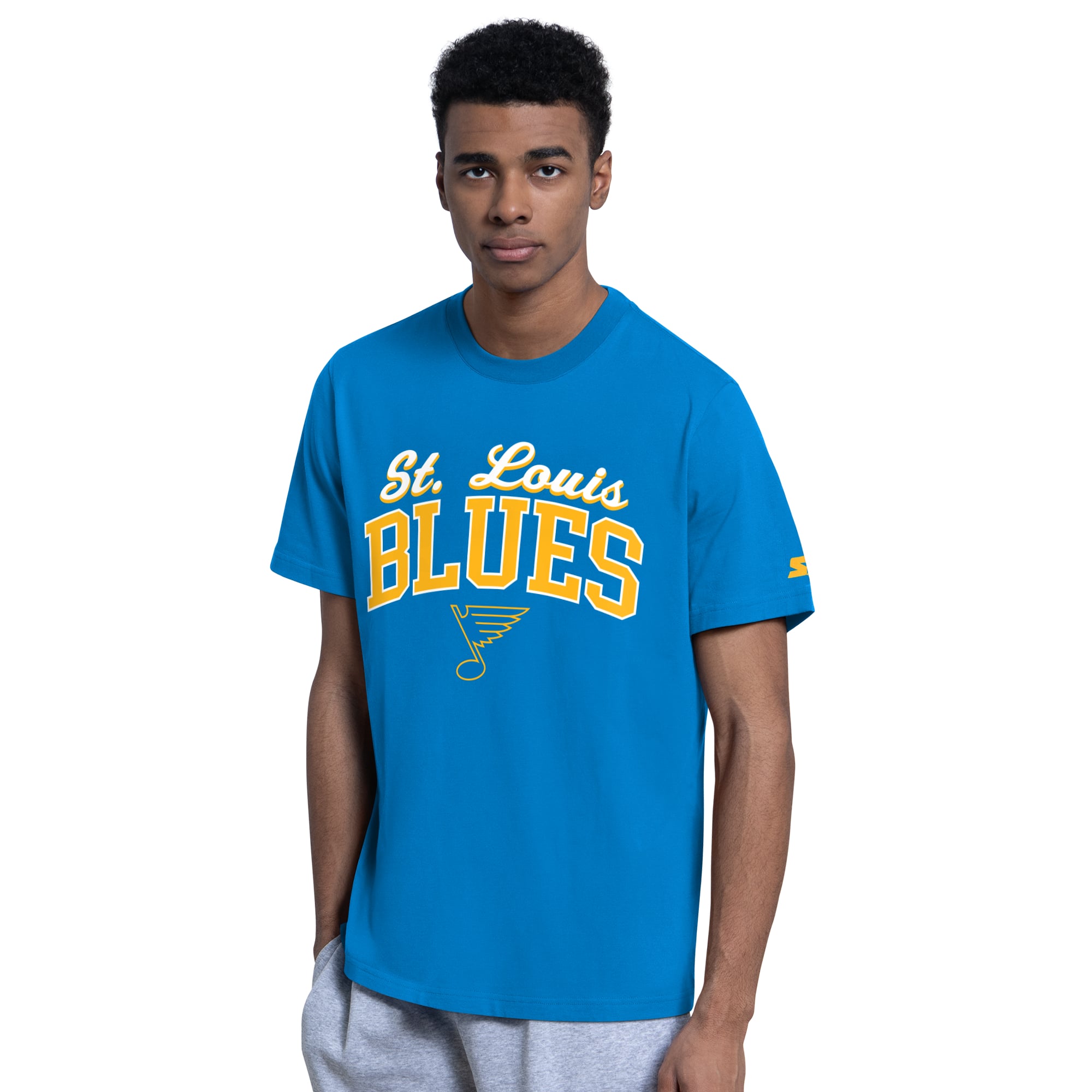 Ensemble sweat à capuche et t-shirt Starter Blue pour homme avec logo des Blues de Saint-Louis