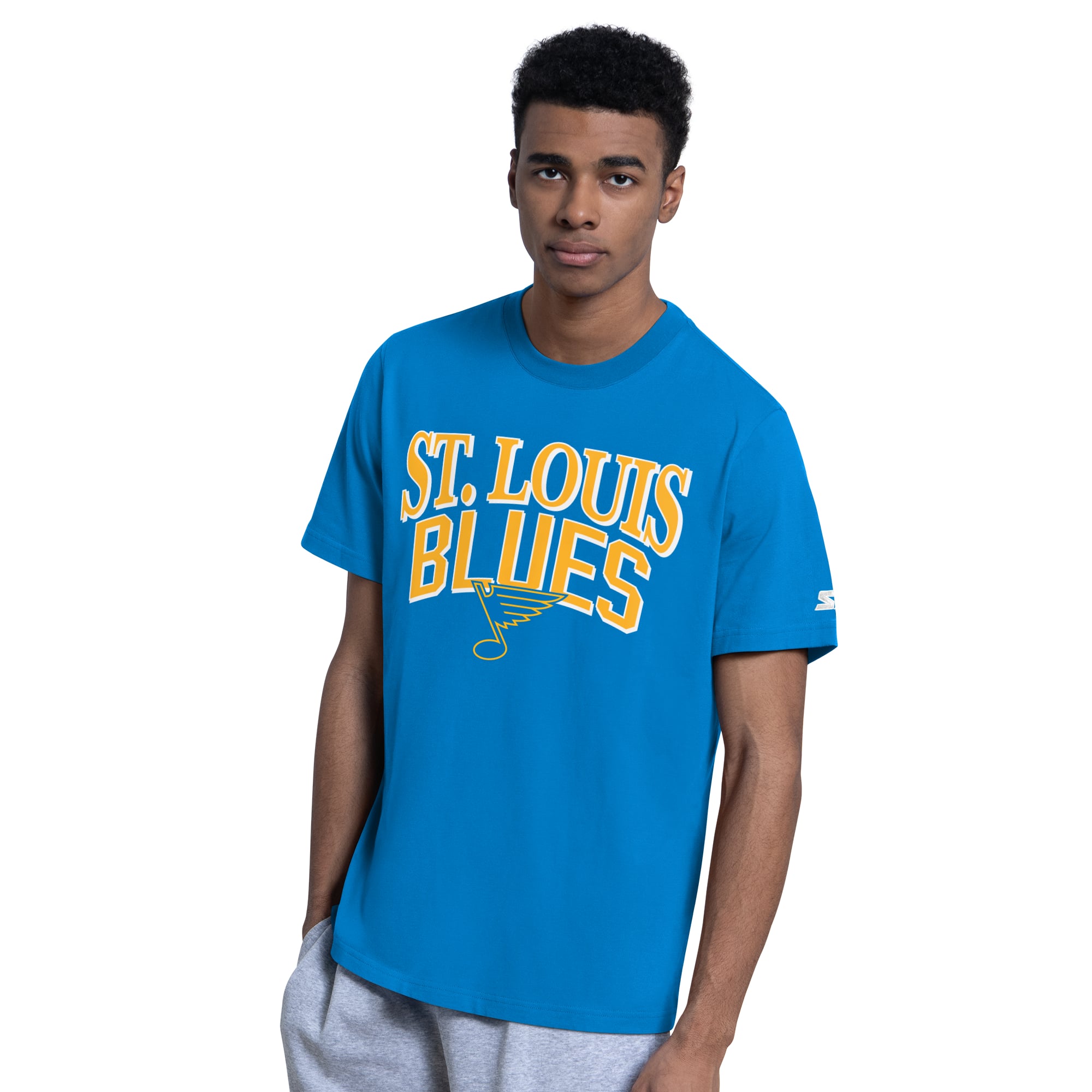 Ensemble de deux t-shirts Starter pour homme, bleu clair/gris chiné, St. Louis Blues
