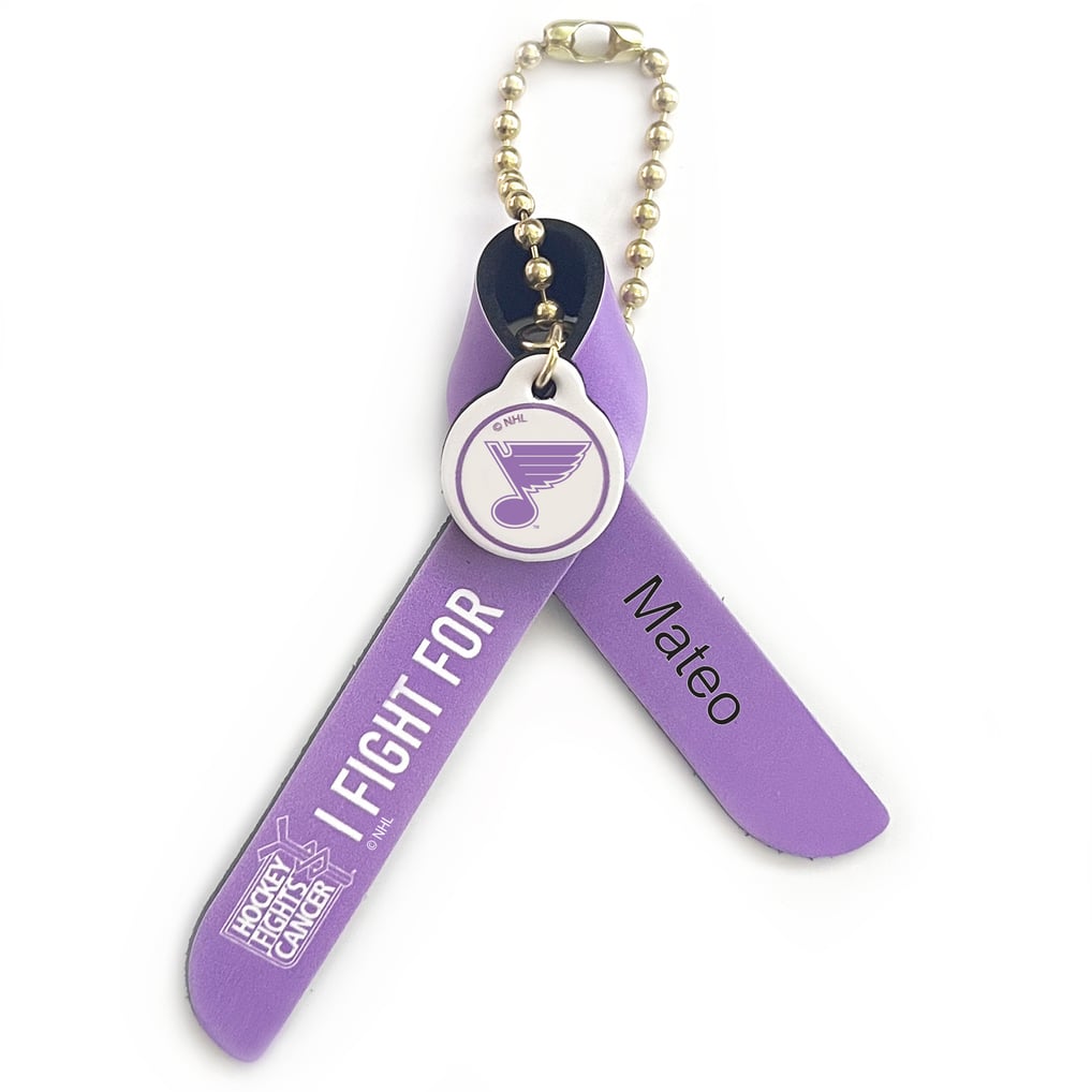 St. Louis Blues Purple Hockey Fights Cancer Logo Personalized Ribbon Keychain