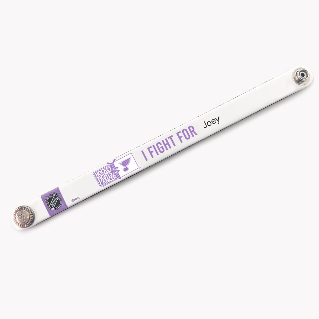 St. Louis Blues White Hockey Fights Cancer Logo Personalized Ribbon Keychain