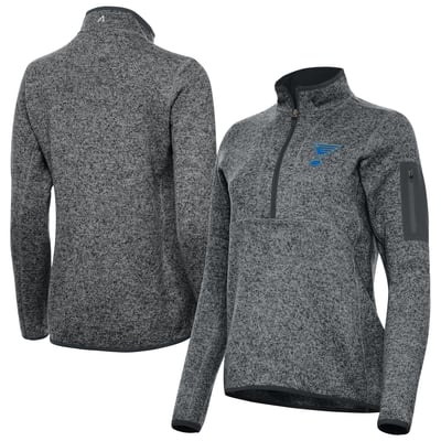 St. Louis Blues Antigua Women's Fortune Half-Zip Pullover - Heather Black