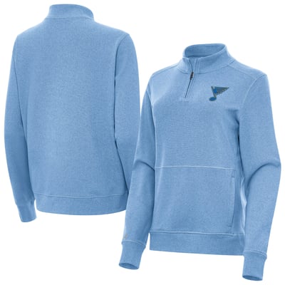 St. Louis Blues Antigua Women's Crush Quarter-Zip Pullover - Heather Blue