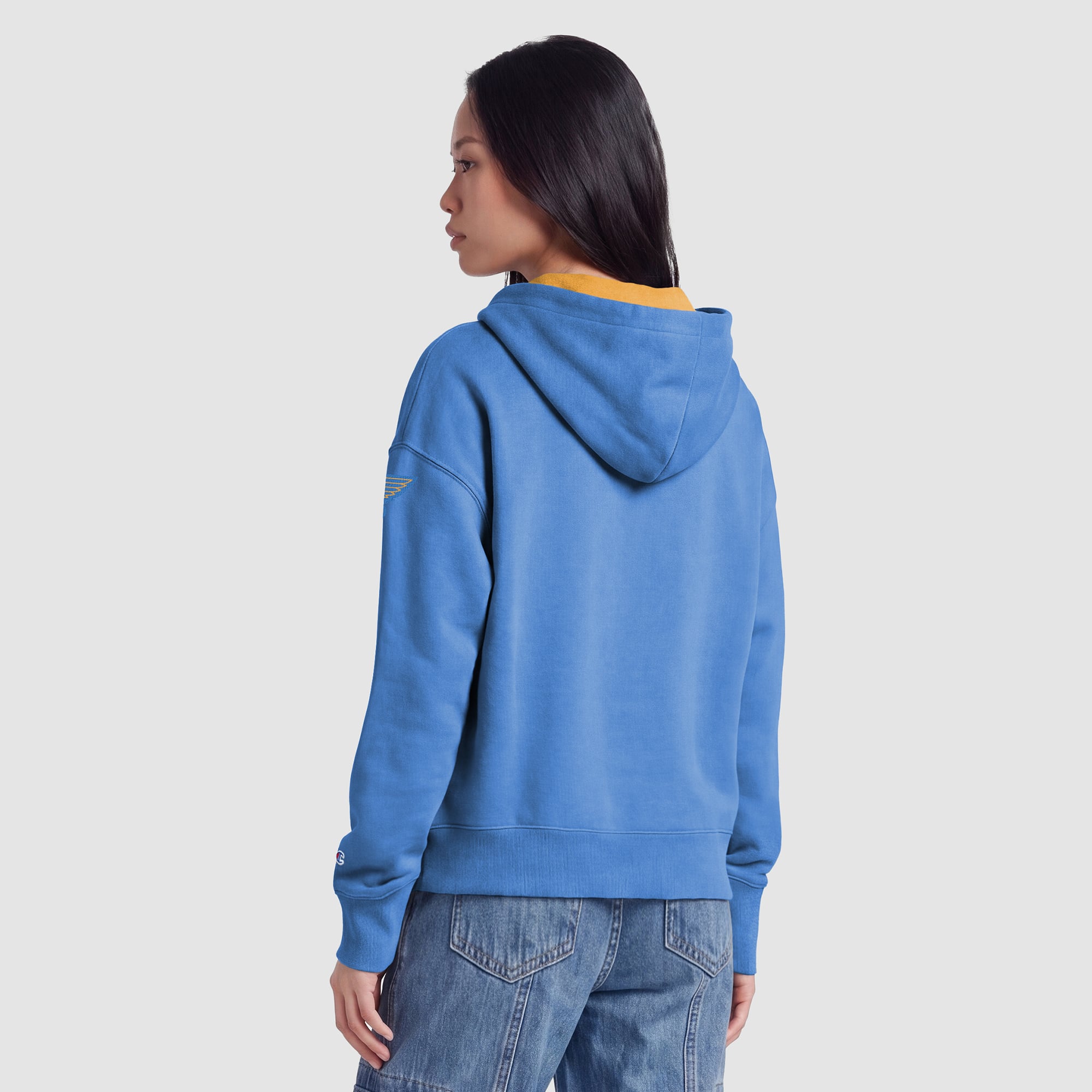 Women's Champion Blue/Gold St. Louis Blues Applique Full-Zip Fleece Hoodie