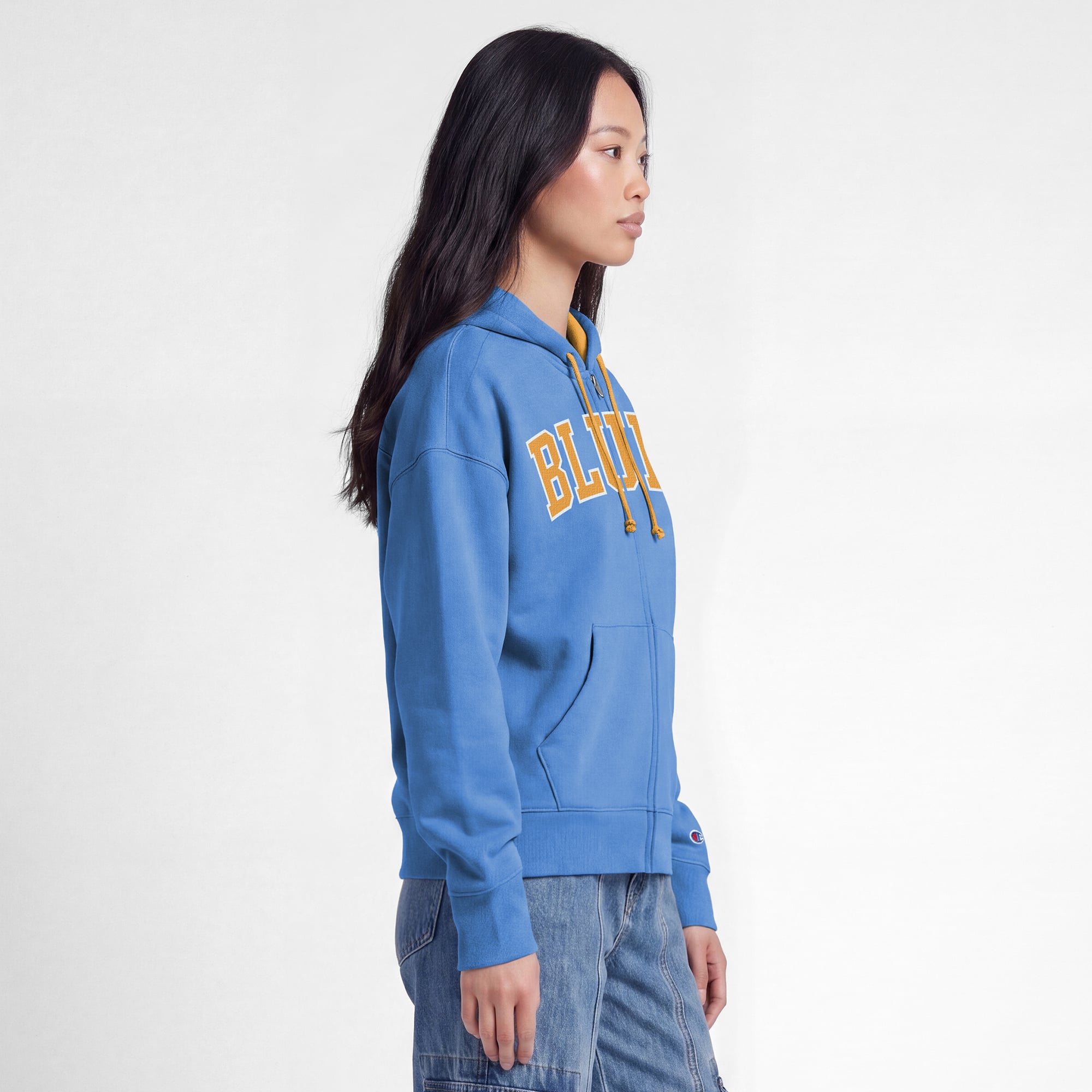 Women's Champion Blue/Gold St. Louis Blues Applique Full-Zip Fleece Hoodie