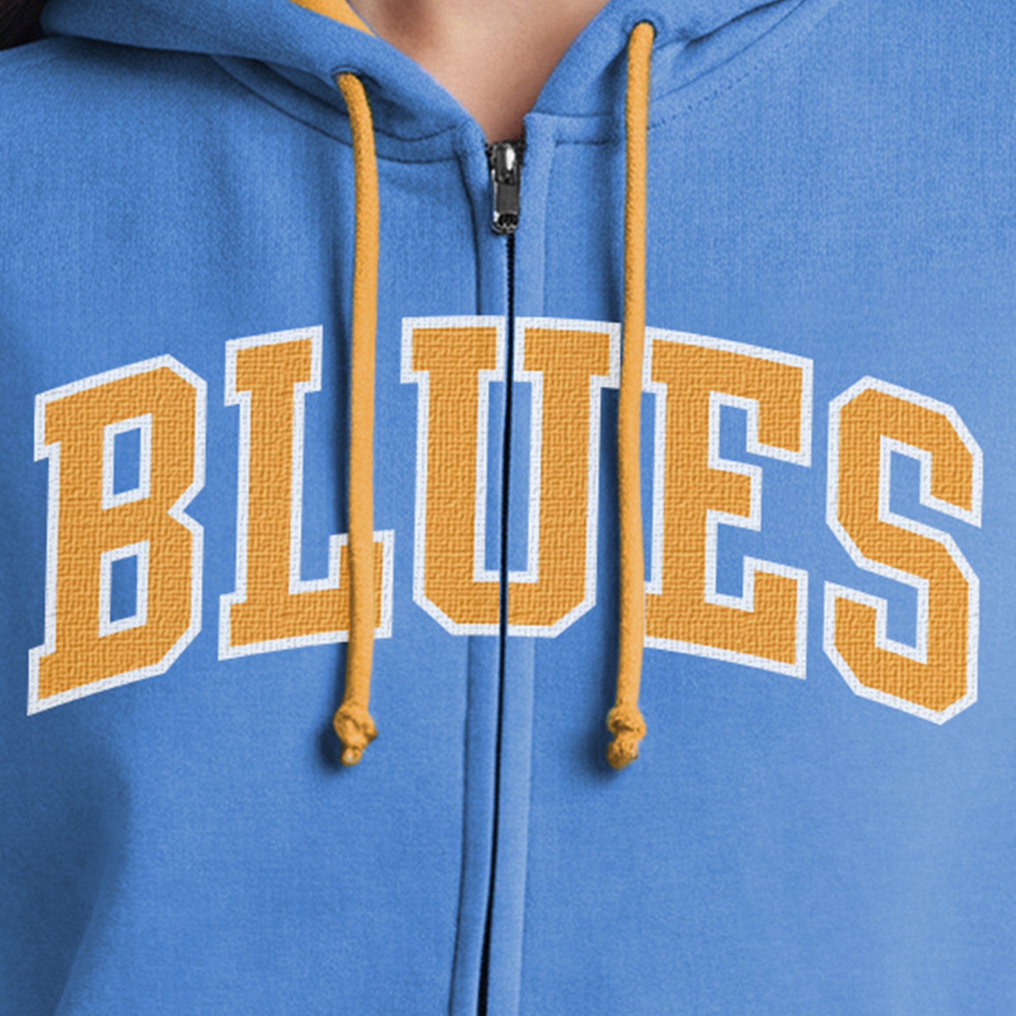 Women's Champion Blue/Gold St. Louis Blues Applique Full-Zip Fleece Hoodie