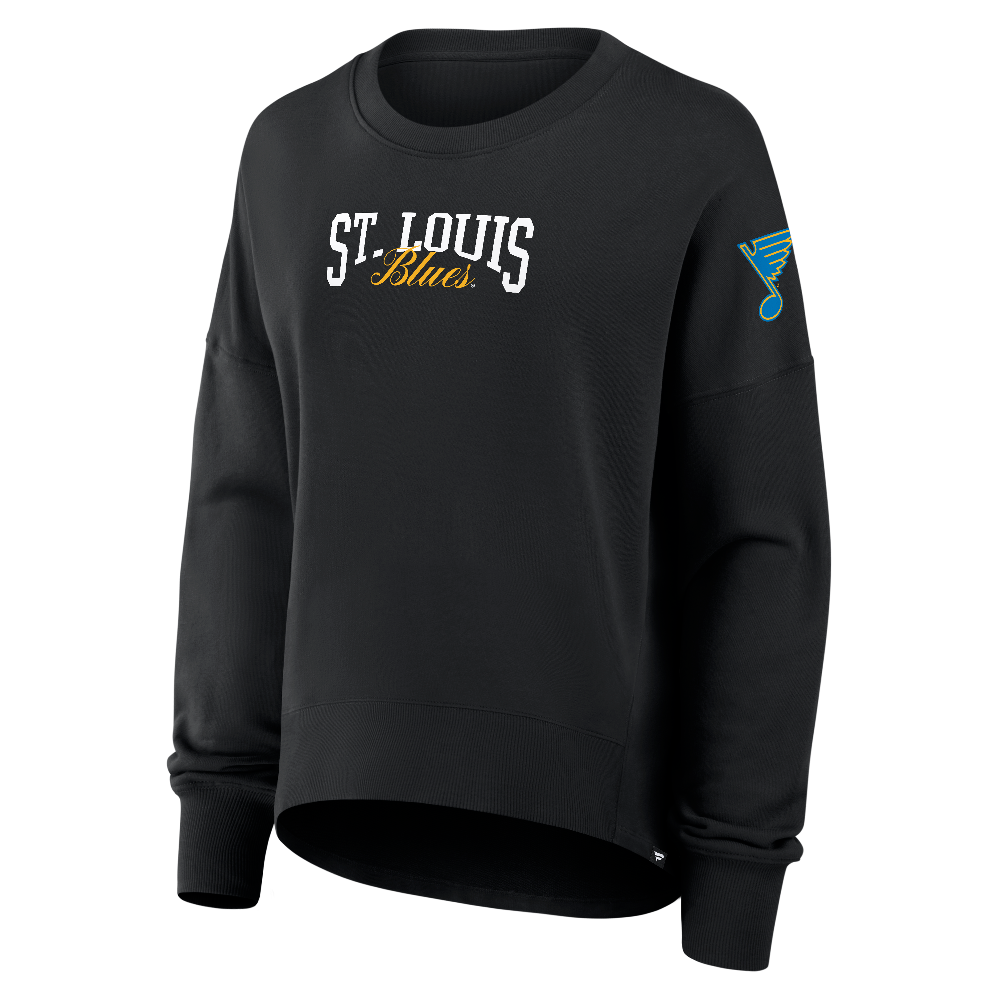 Sweat-shirt oversize noir pour femme Fanatics St. Louis Blues avec logo Foundation Script