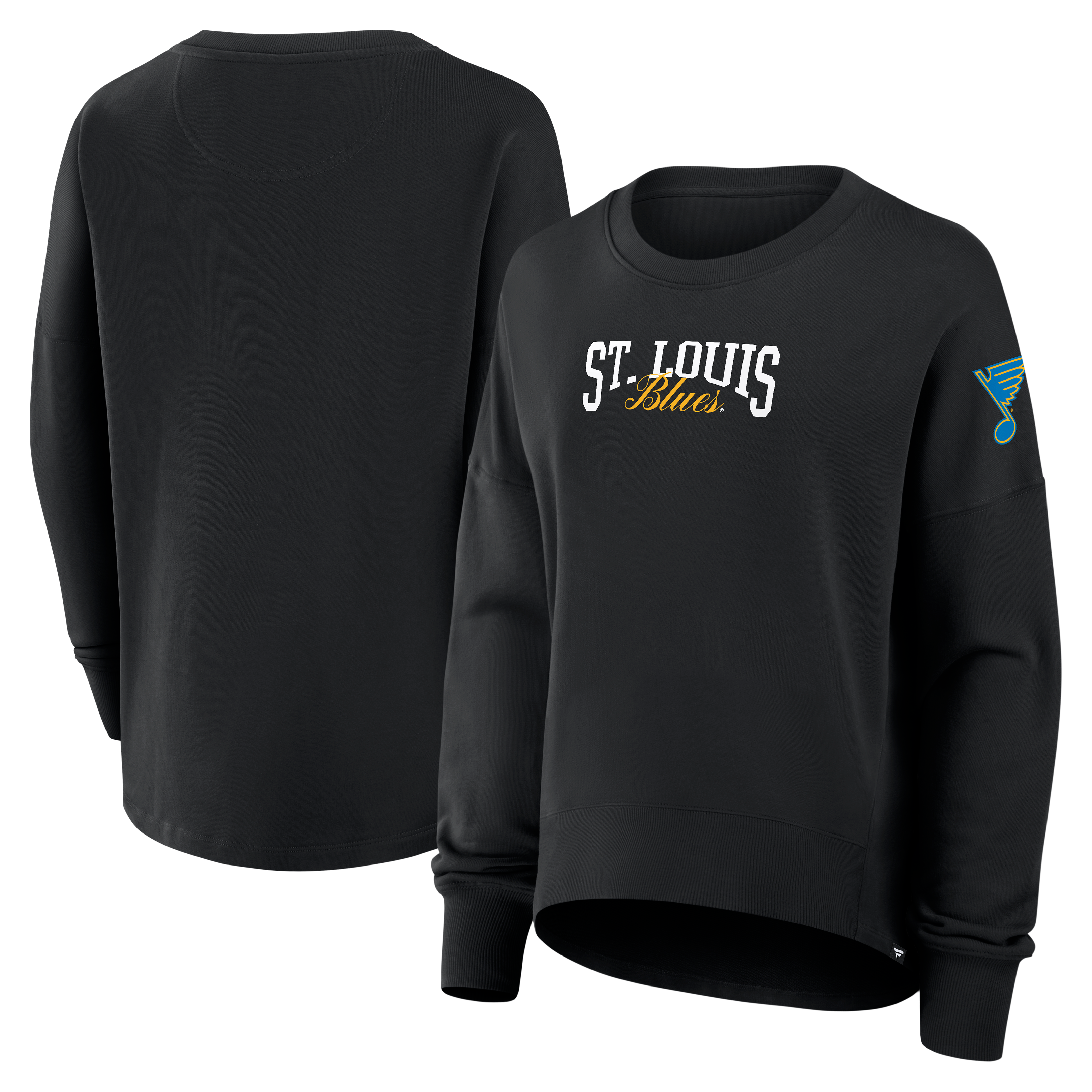 Sweat-shirt oversize noir pour femme Fanatics St. Louis Blues avec logo Foundation Script
