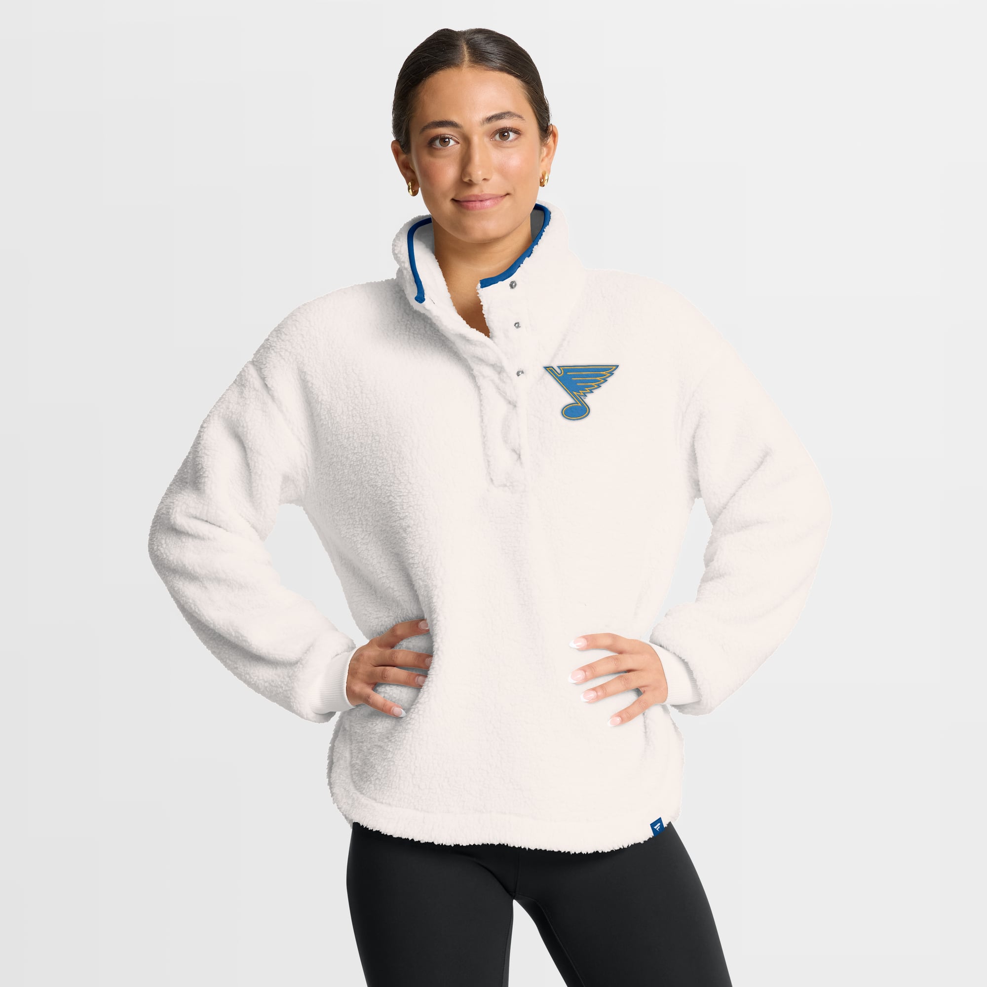 Women's Fanatics White St. Louis Blues Rush Sherpa Half-Snap Pullover