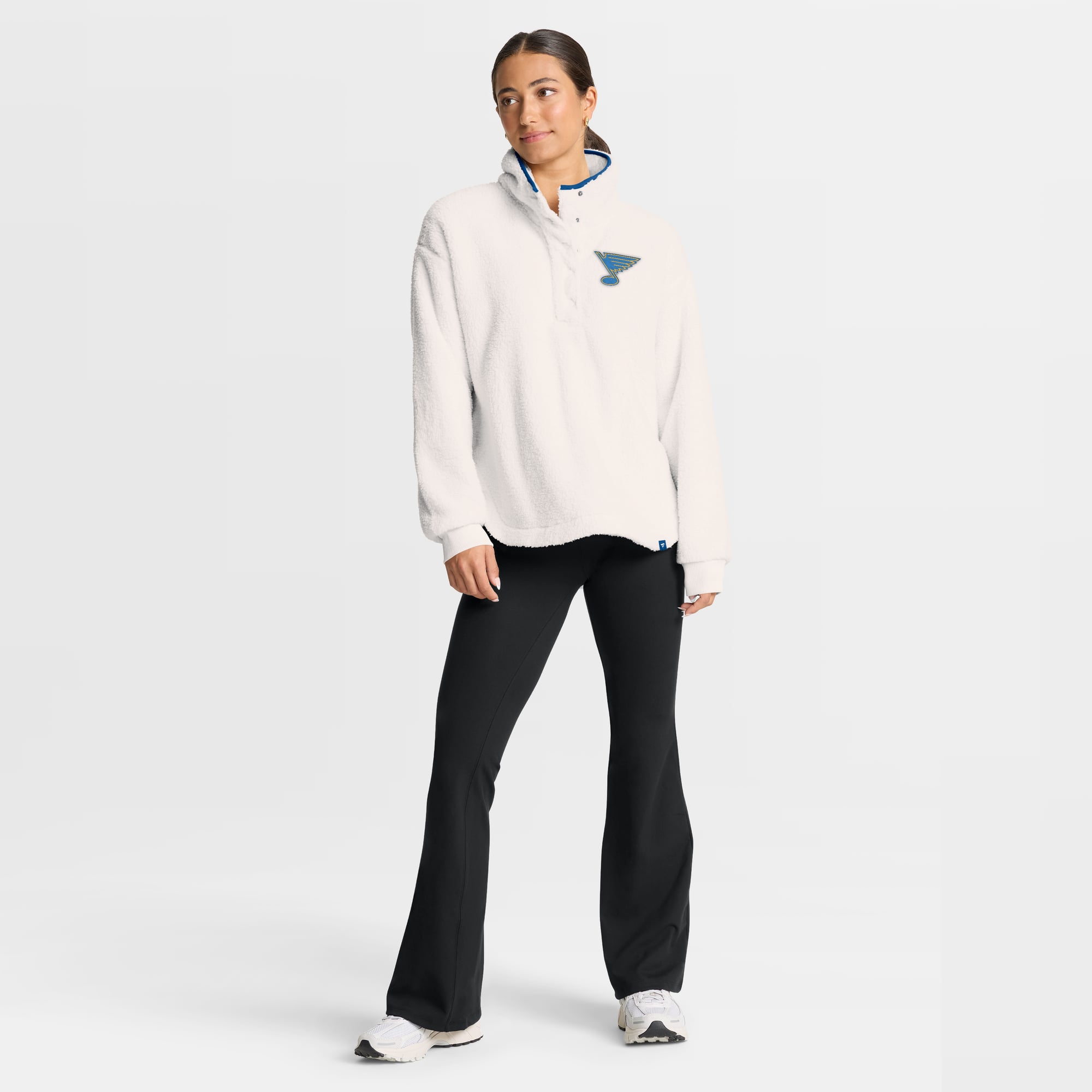Women's Fanatics White St. Louis Blues Rush Sherpa Half-Snap Pullover
