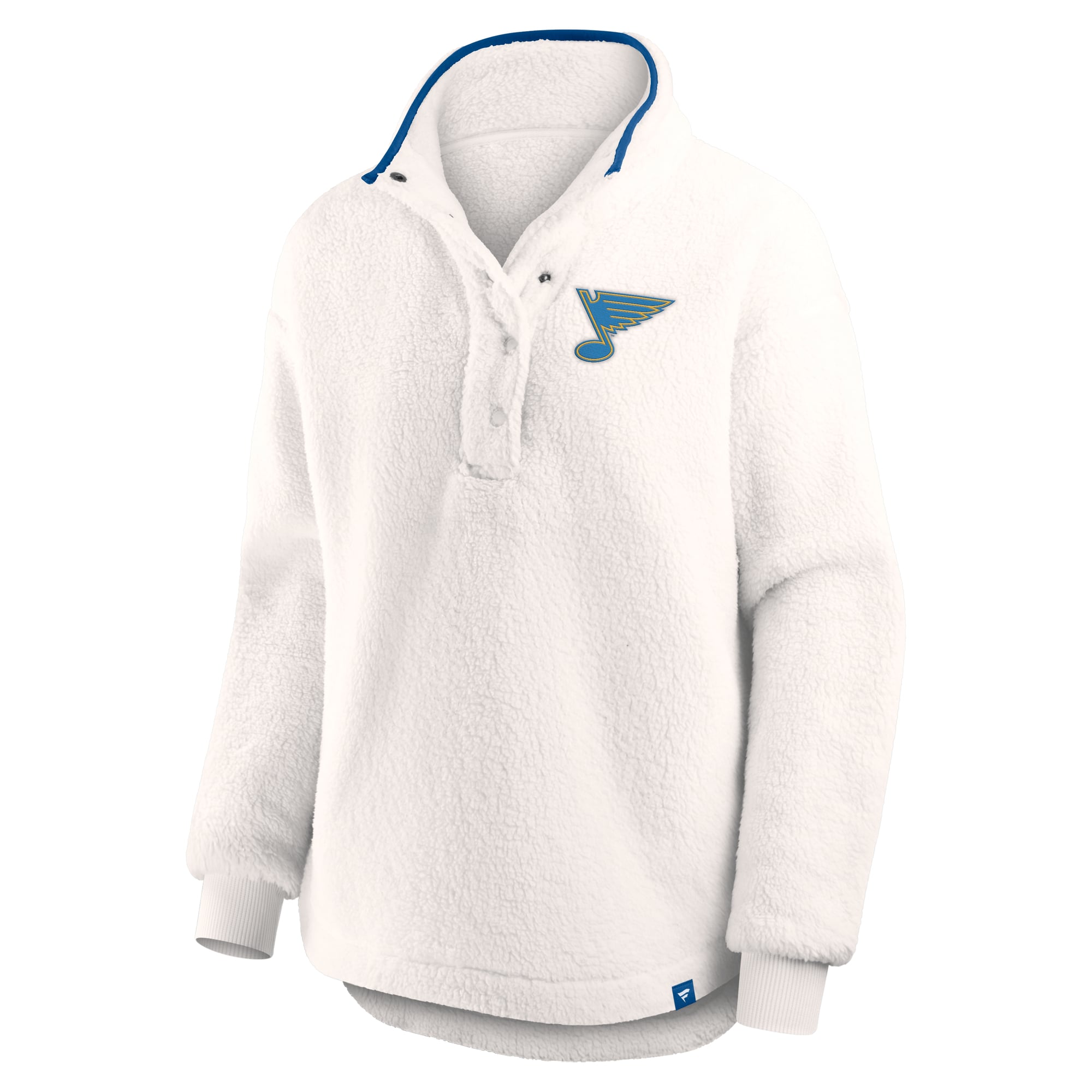 Women's Fanatics White St. Louis Blues Rush Sherpa Half-Snap Pullover