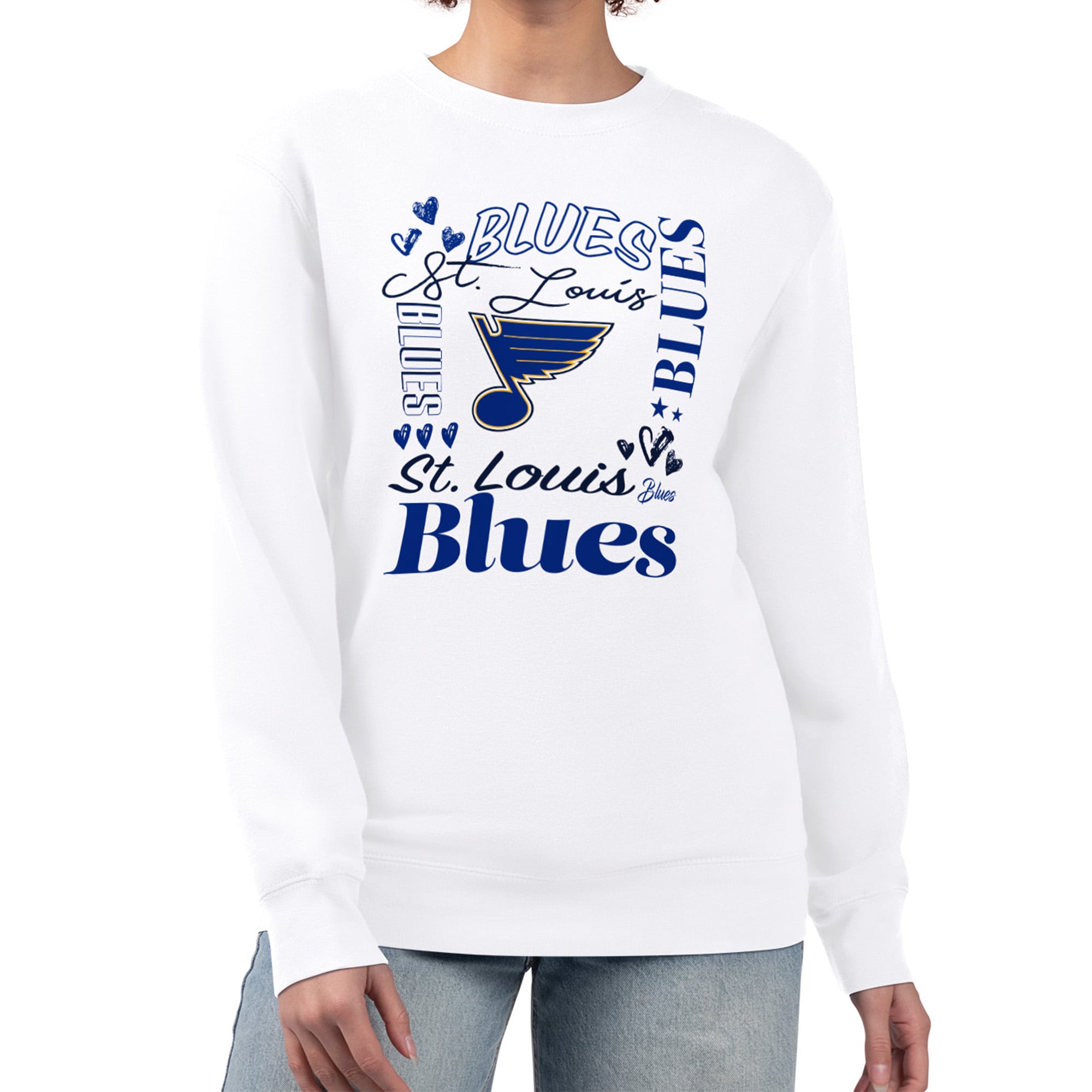 Sweat-shirt à manches longues en polaire motif collage graphique blanc St. Louis Blues G-III 4Her par Carl Banks pour femme