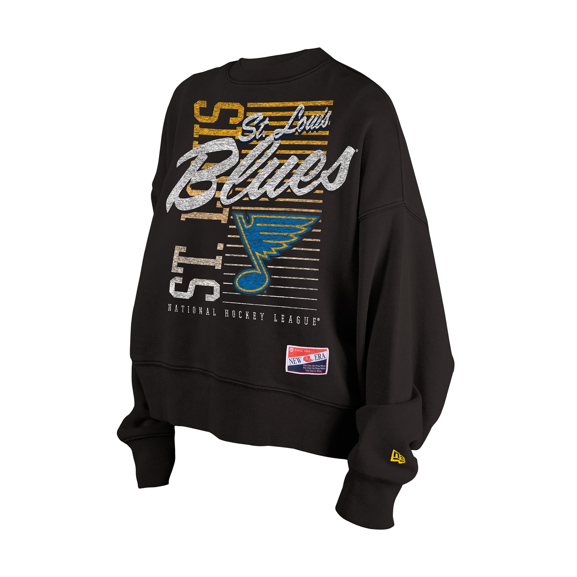Women's New Era Black St. Louis Blues Oversized Throwback Mineral Wash Sweatshirt