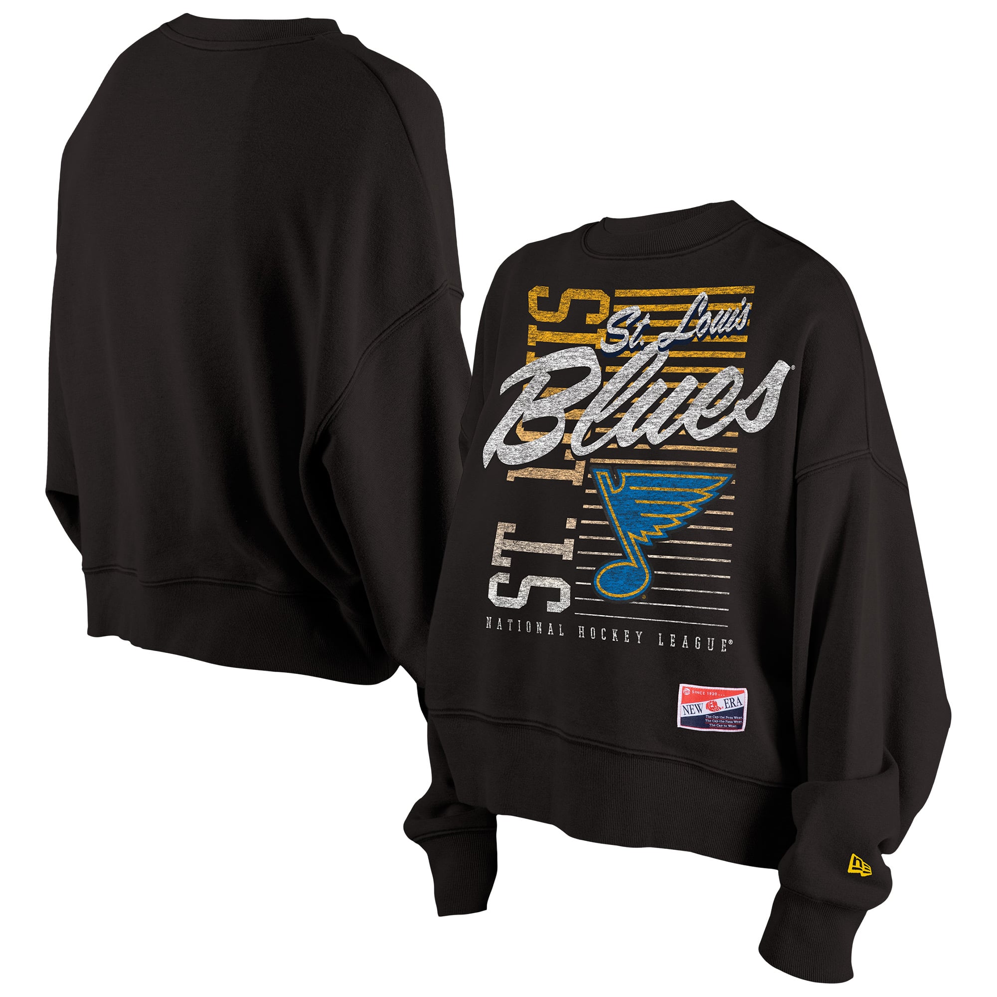 Women's New Era Black St. Louis Blues Oversized Throwback Mineral Wash Sweatshirt