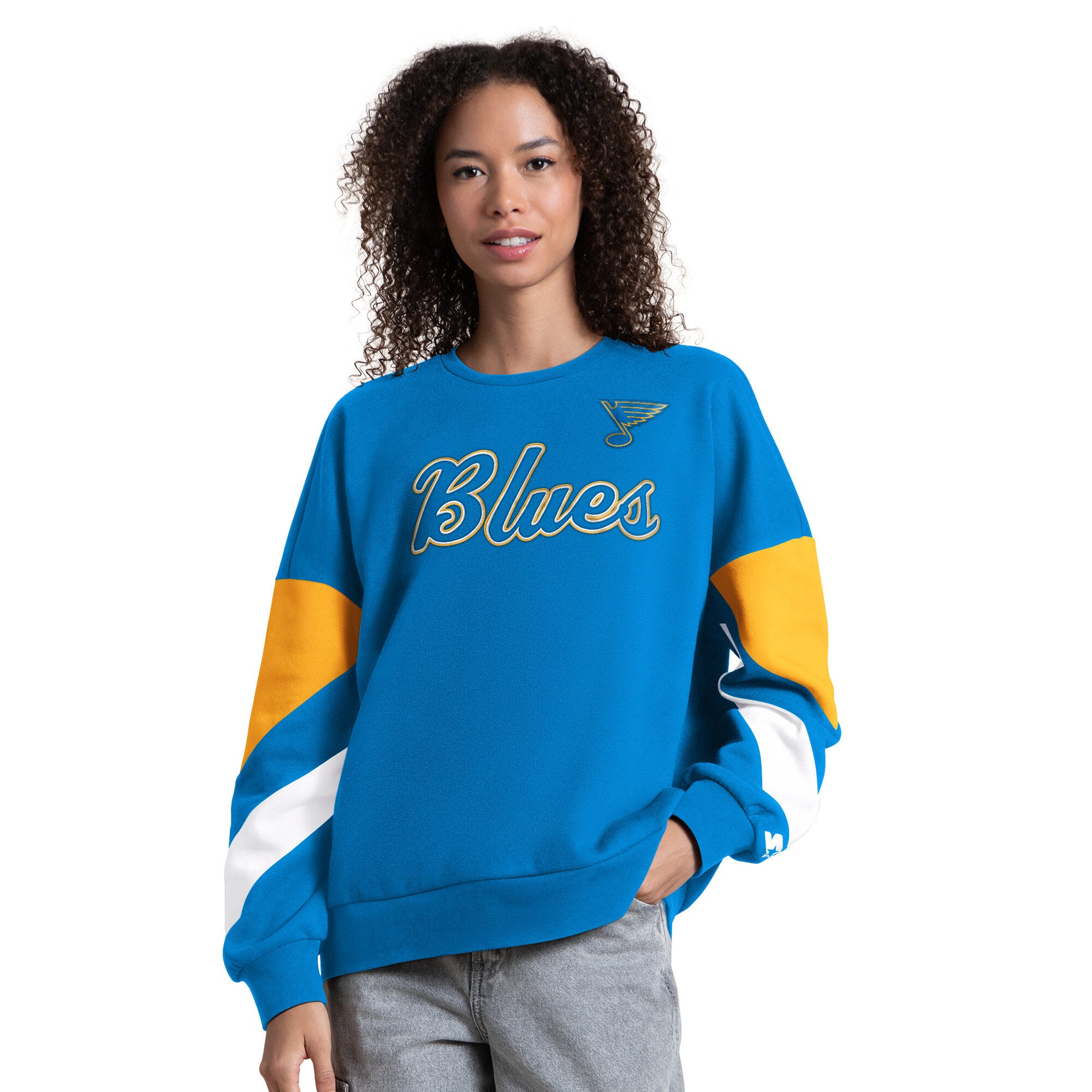 Sweat-shirt Starter bleu pour femme, manches longues, motif Grand Chelem des Blues de Saint-Louis.