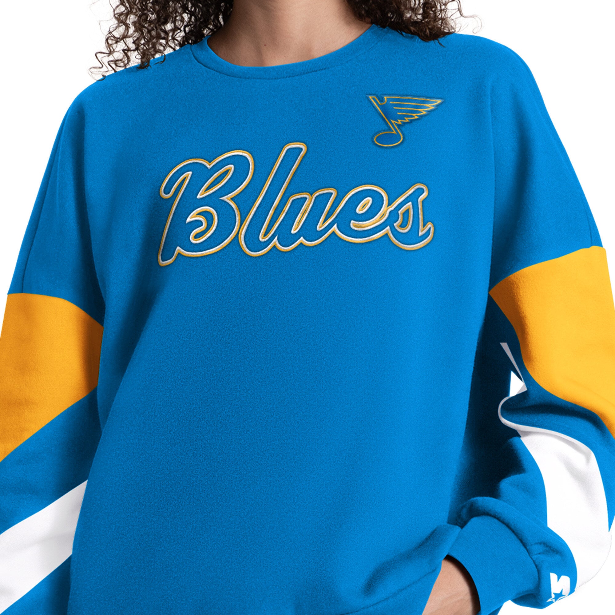 Sweat-shirt Starter bleu pour femme, manches longues, motif Grand Chelem des Blues de Saint-Louis.