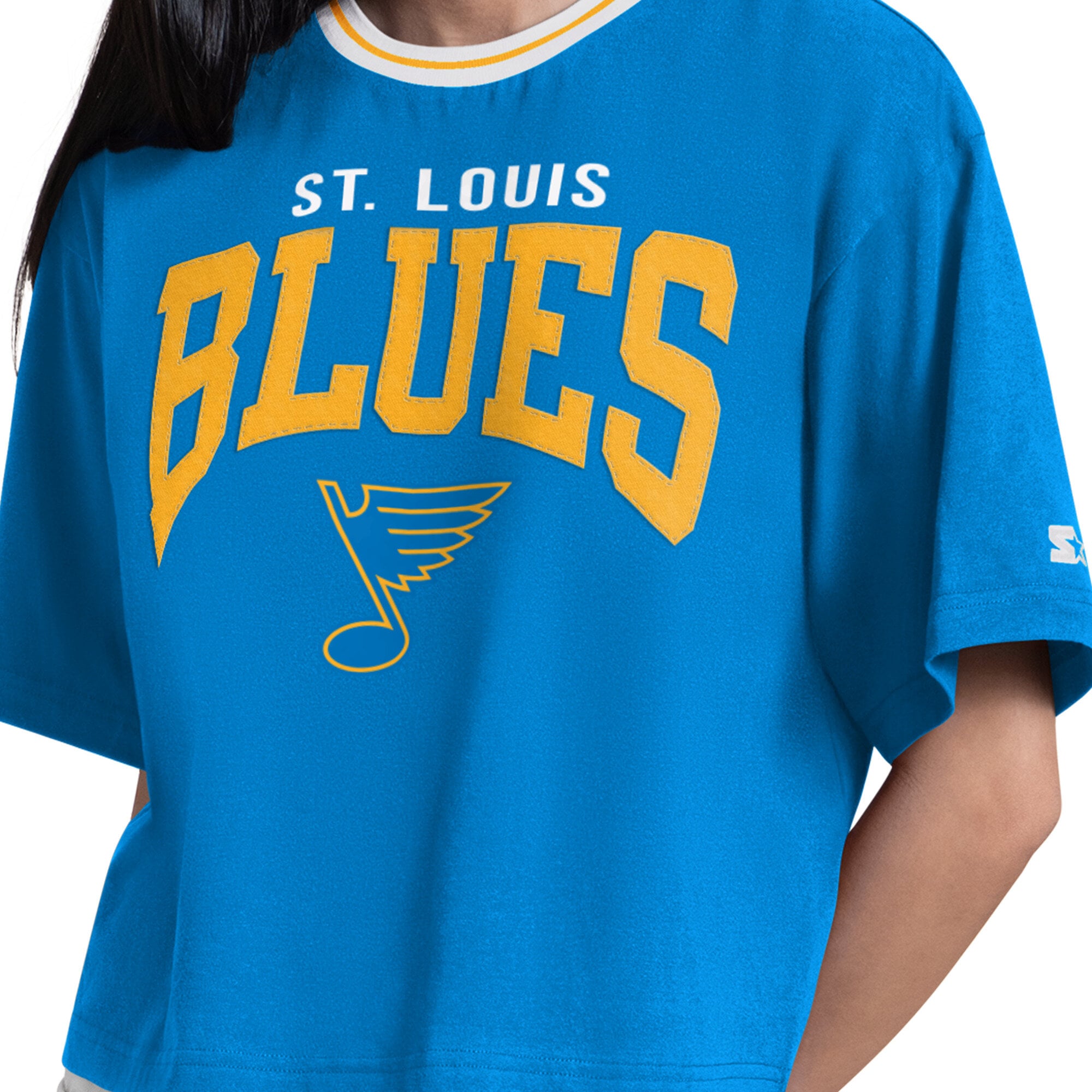 T-shirt court Starter bleu clair pour femme, St. Louis Blues Ace