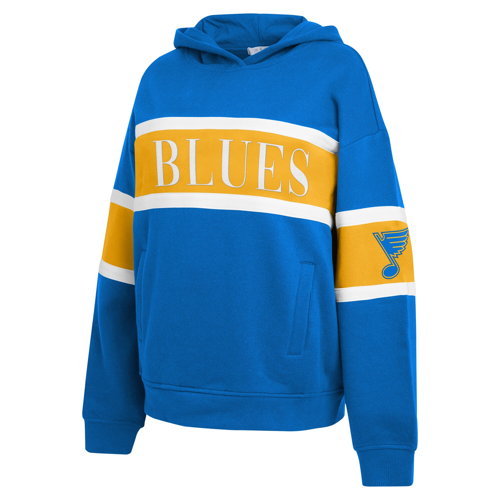 Sweat à capuche rayé bleu St. Louis Blues pour femme de la marque WEAR by Erin Andrews