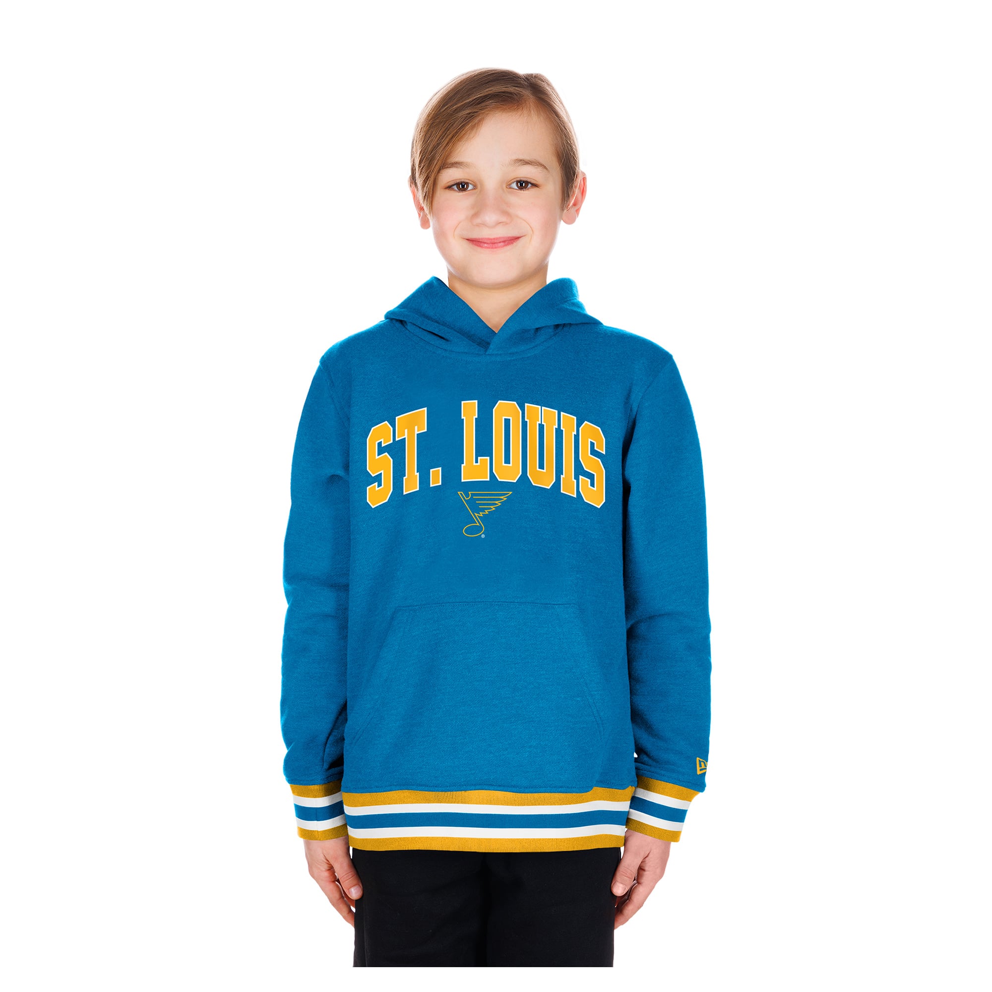 Youth New Era Blue St. Louis Blues Knit Trim Pullover Hoodie