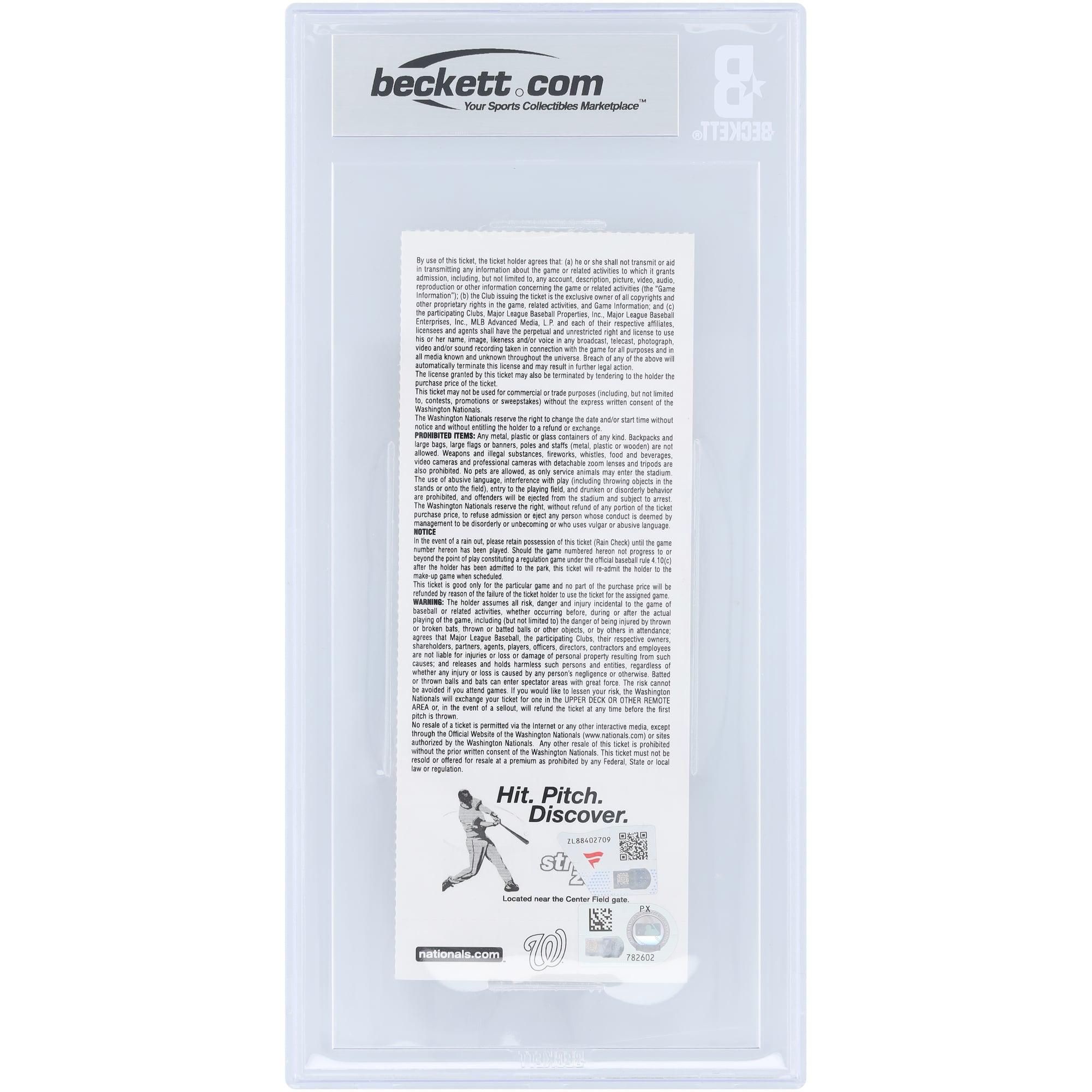 Billet authentifié par Beckett Fanatics Witnessed, daté du 26 août 2010, avec la dédicace « 400e coup de circuit en carrière » signée par Albert Pujols des Cardinals de Saint-Louis.