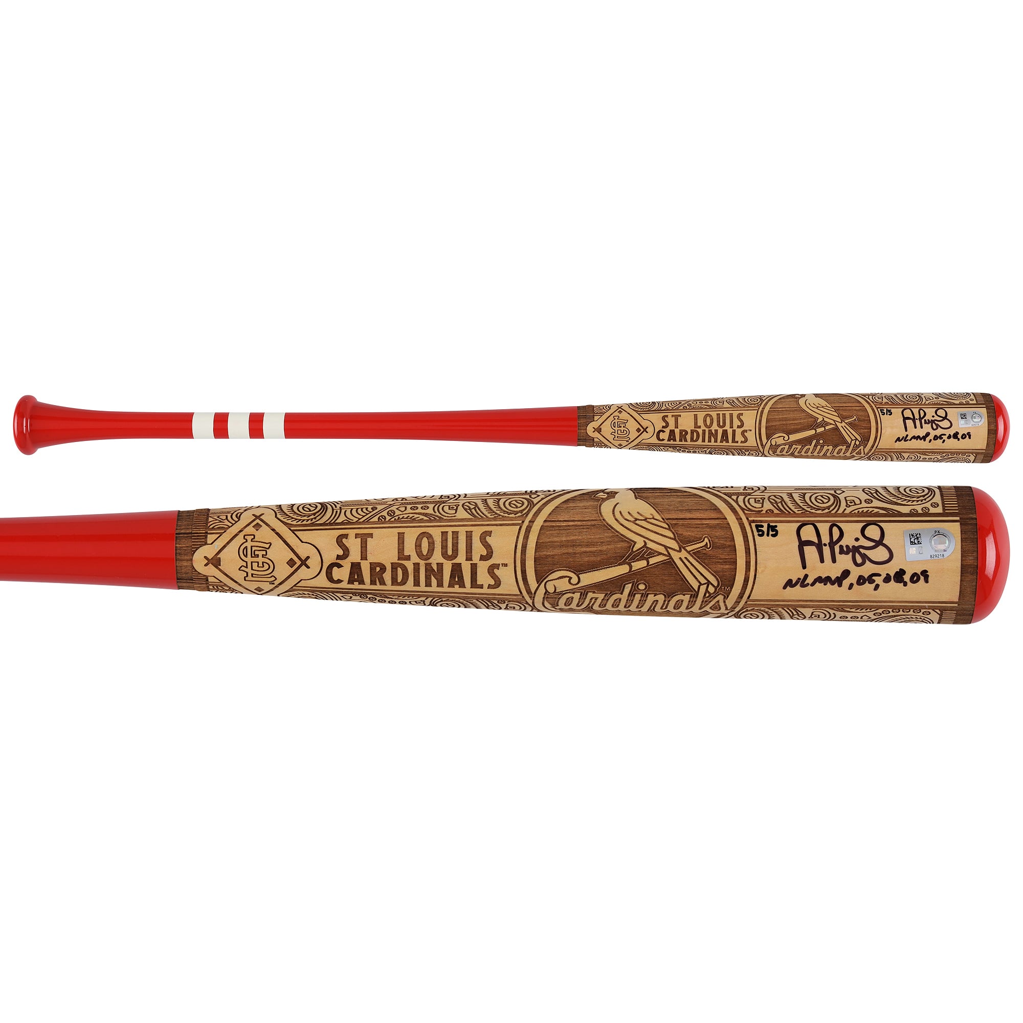 Albert Pujols St. Louis Cardinals Autographed Pillbox Bat Company Mural Series Bat with "NL MVP 05, 08, 09" Inscription - Limited Edition #5/5