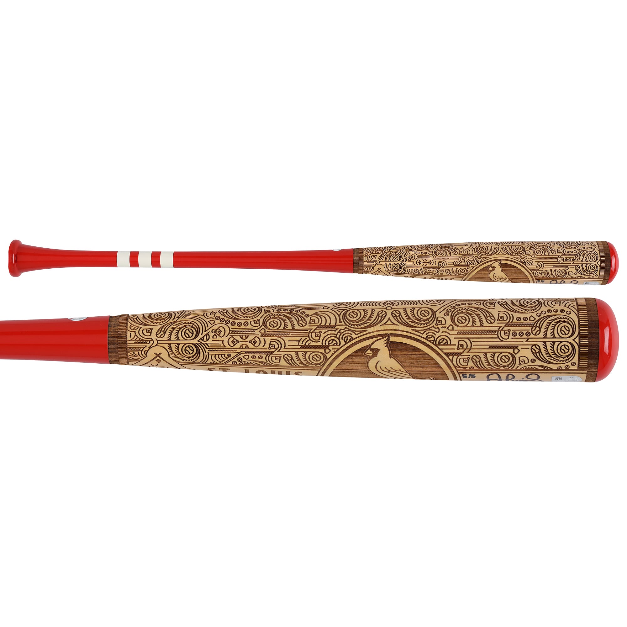 Albert Pujols St. Louis Cardinals Autographed Pillbox Bat Company Mural Series Bat with "NL MVP 05, 08, 09" Inscription - Limited Edition #5/5